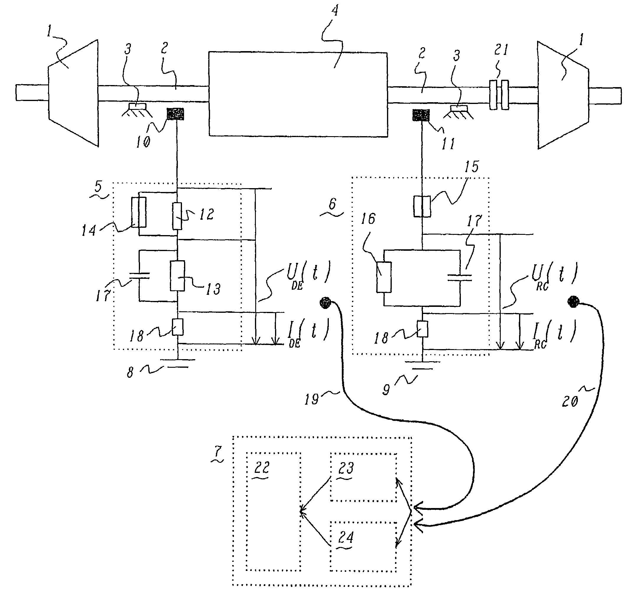 Apparatus and method for monitoring and/or analysis of electrical machines during operation