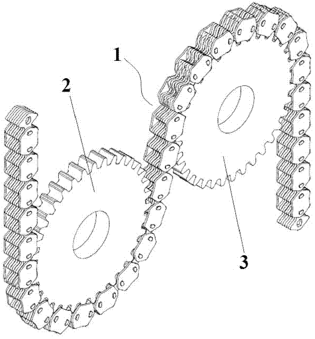 Pitch-varying two-sided internal and external composite-meshing silent chain transmission system