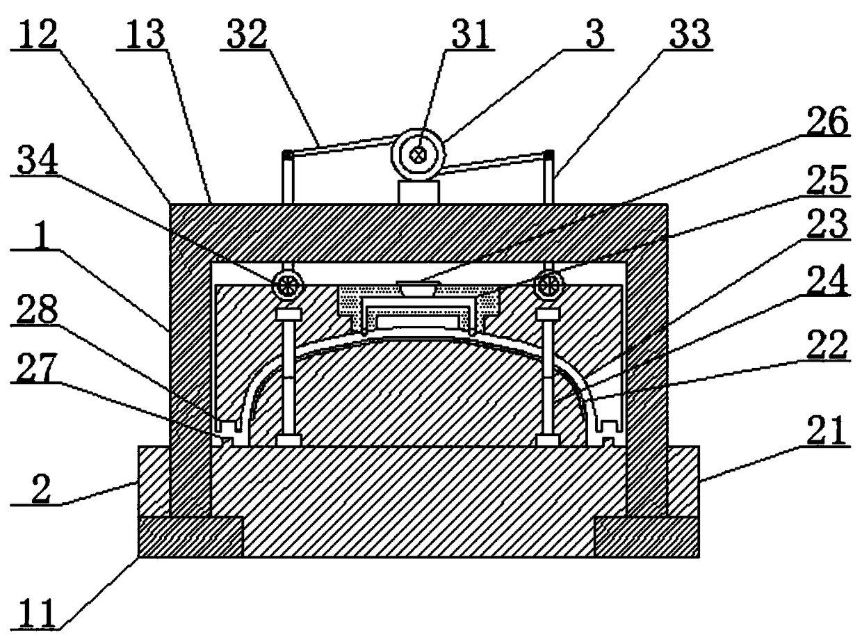 Automobile bumper die with profile rib stayed bridge protection