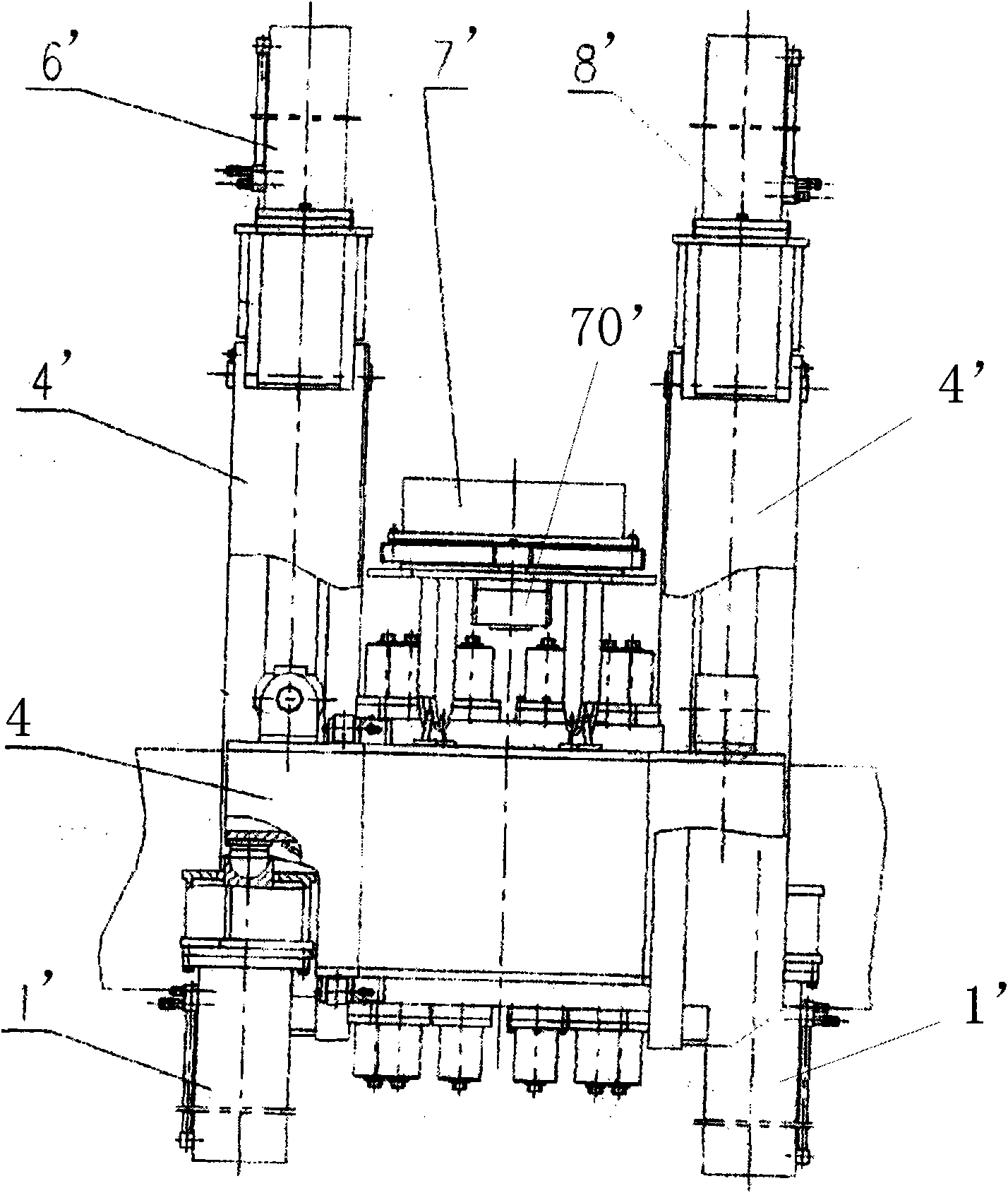 Holding type major diameter static pressure sinking pipe cast-in-place pile construction method and pile-pressing machine thereof