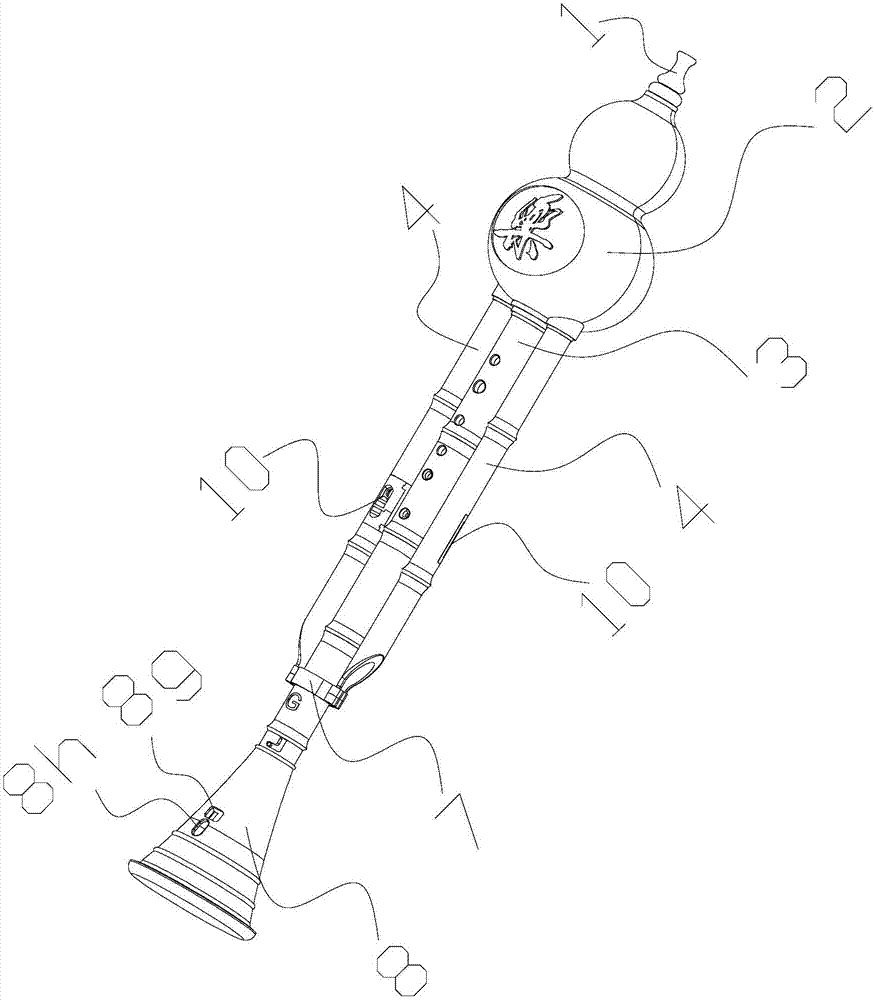 Sound-amplifying wide-range cucurbit flute