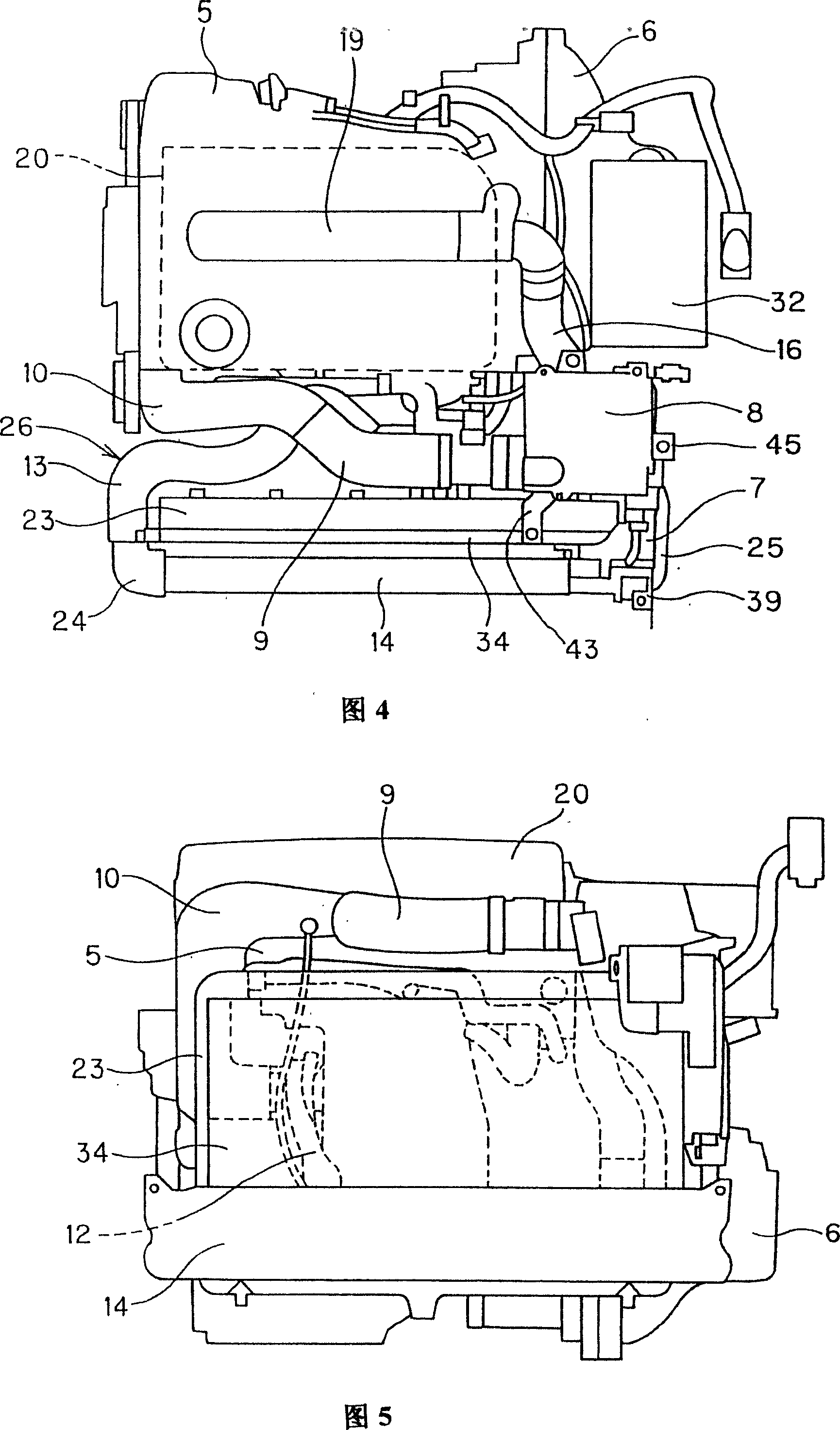 Intermediate cooler setting structure with supercharge equipment engine