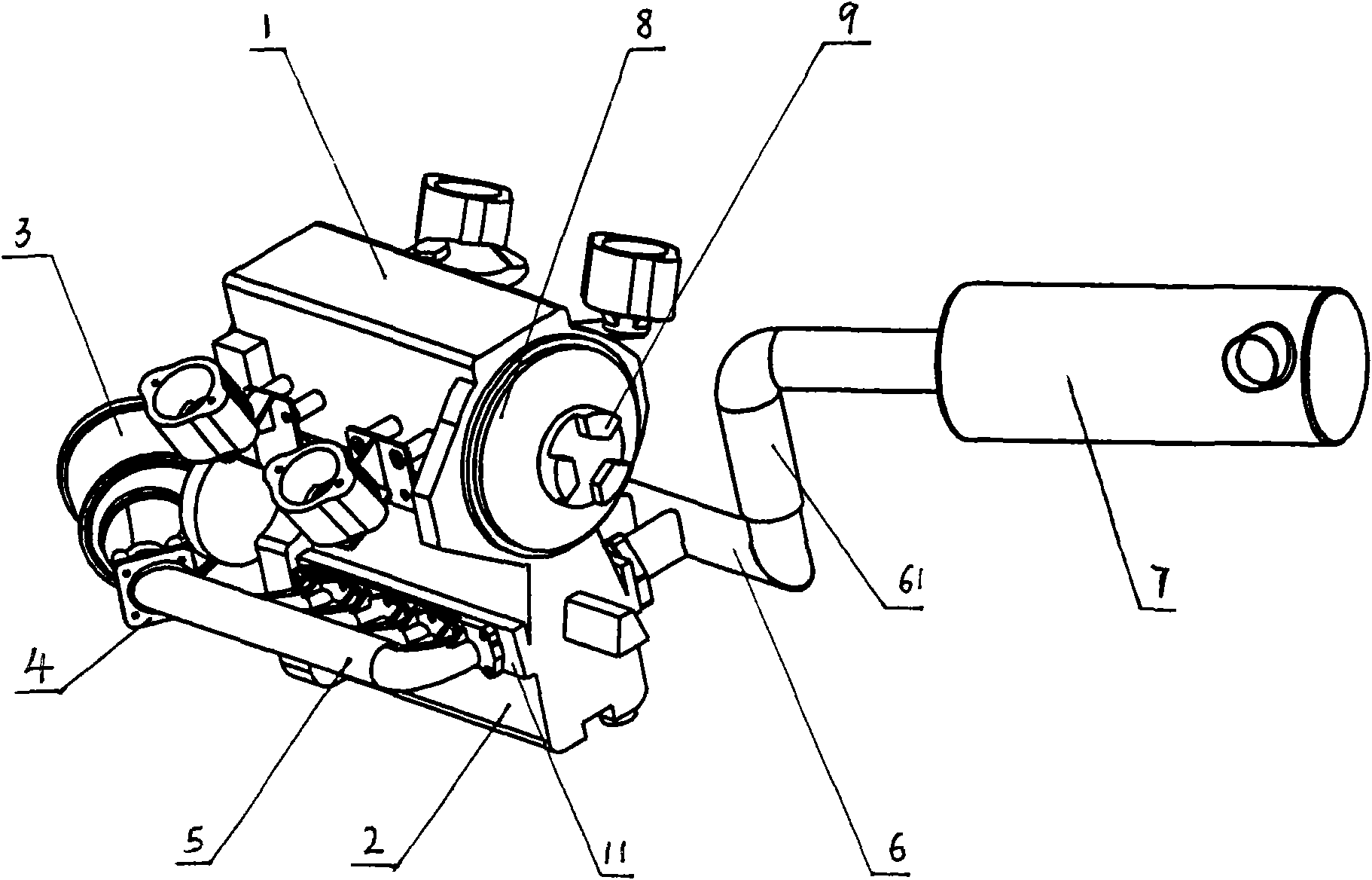 Motorboat power engine modified by using K14B engine and modification method