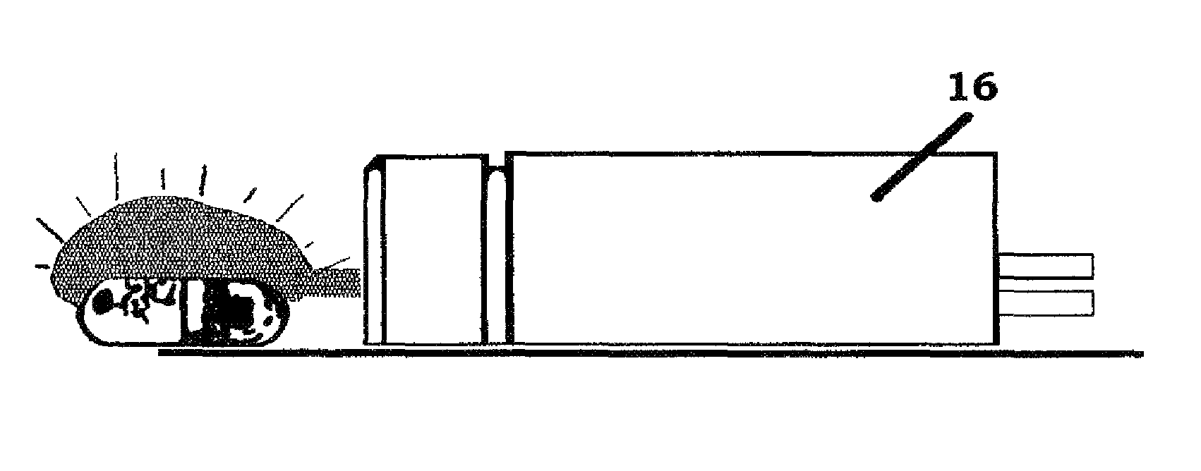 Projected scanning laser device and method for locating small objects