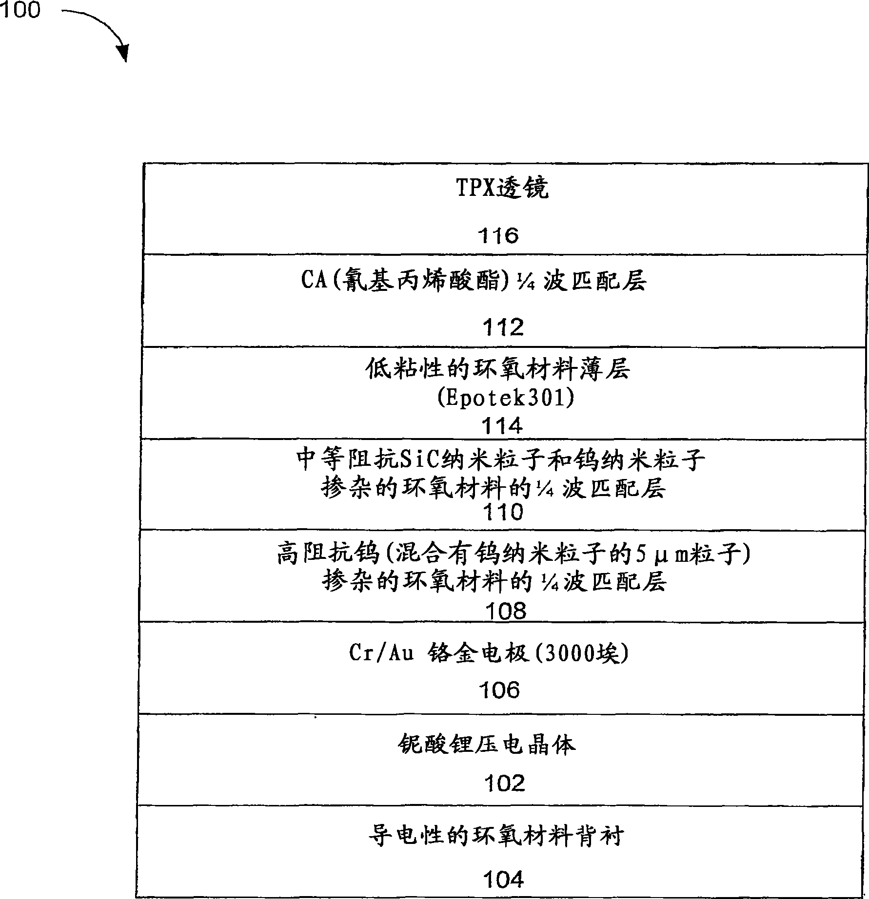 Ultrasonic matching layer and transducer