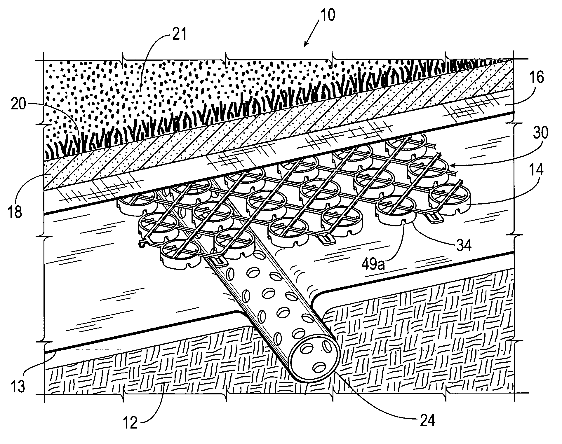 Subsurface drainage system and drain structure therefor