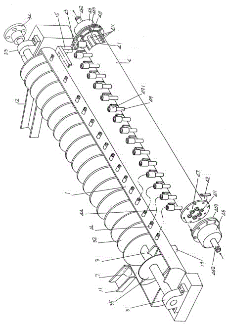 Cooperating structure of the cooling device of the intermediate frequency furnace for steel bar heating and the steel ball quenching device