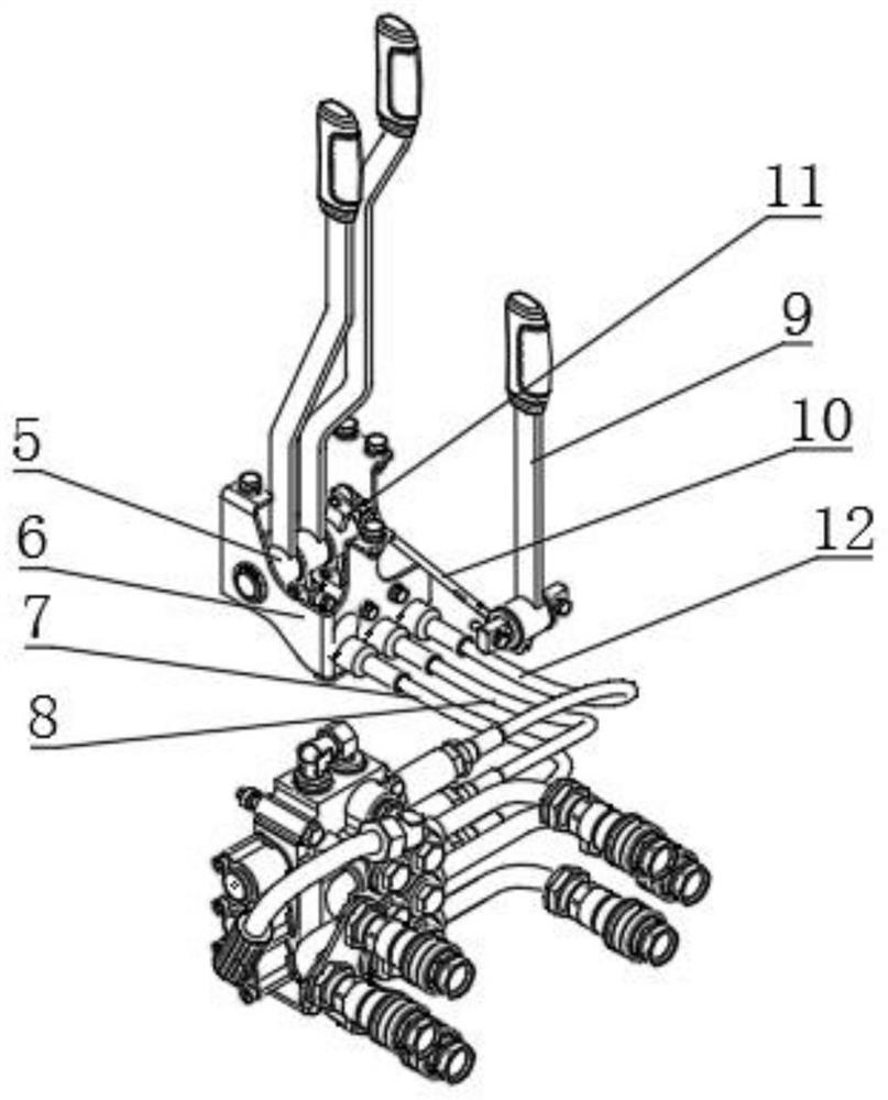 Three-way multi-way valve operating device of wheeled tractor