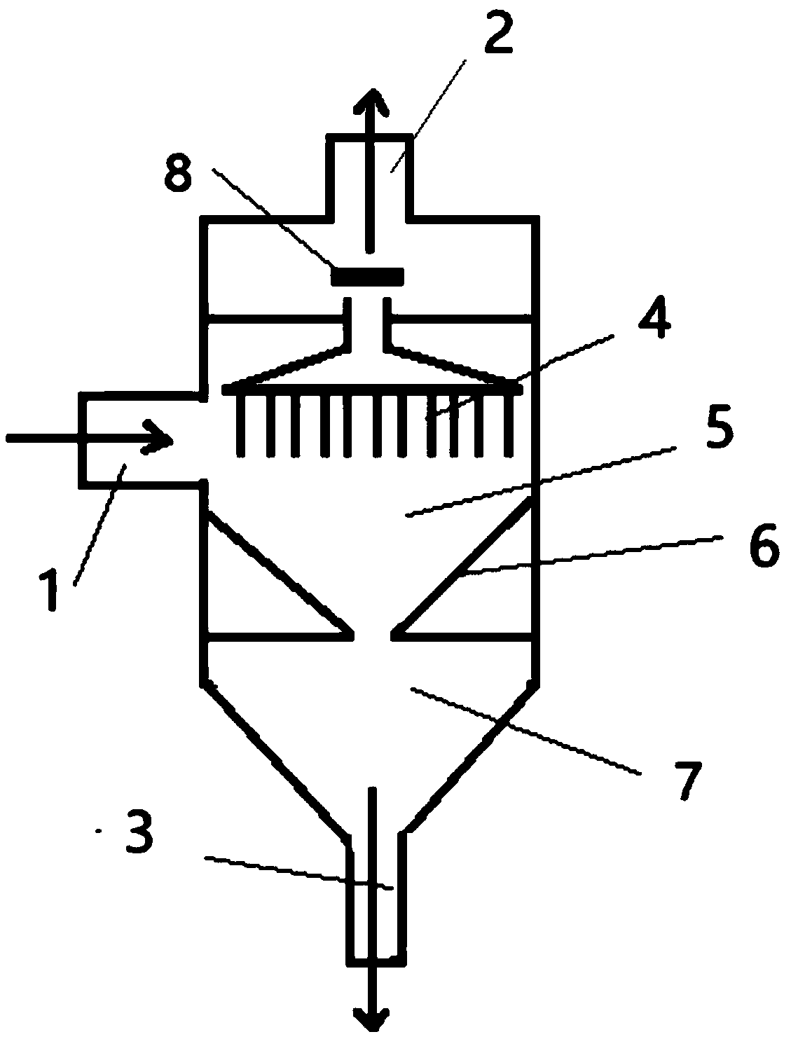 Heterogeneous phase separation device provided with sieve plate type fractal structure