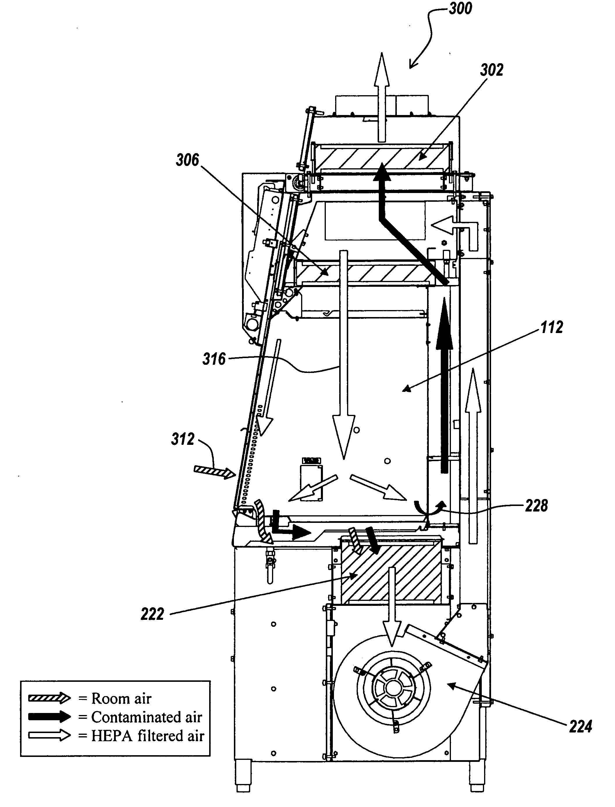 Air bypass system for biosafety cabinets