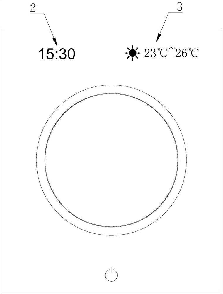 Washing machine and time and weather displaying method