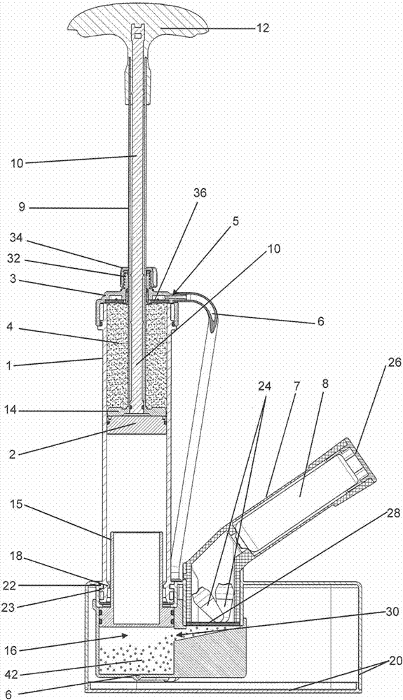 Storage and mixing device for bone cement with a pressure pump