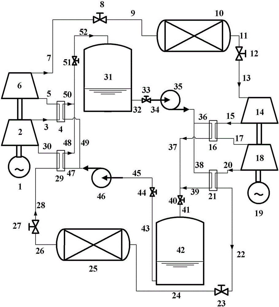 Closed low temperature compressed air energy storage system and method