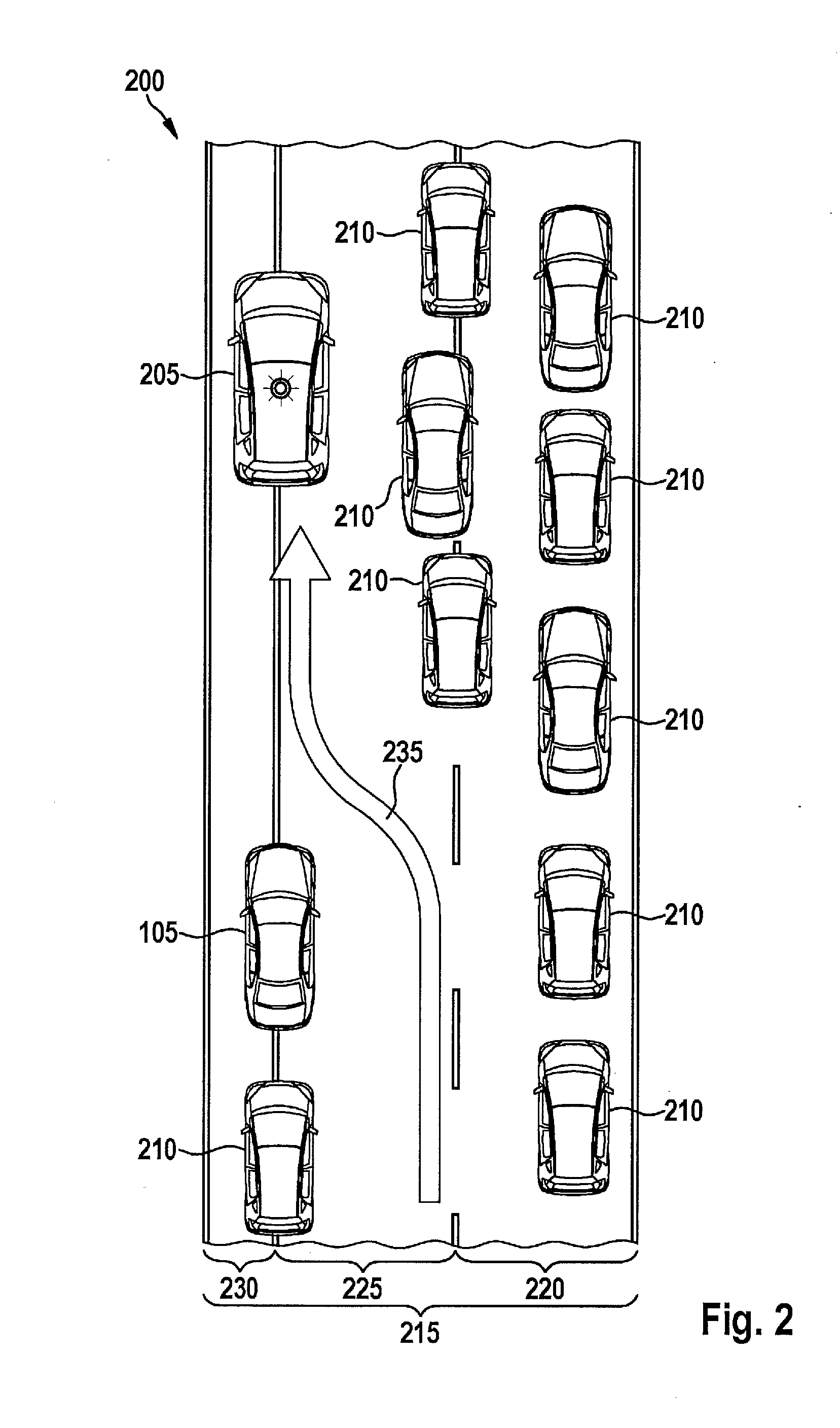 Formation of an emergency lane