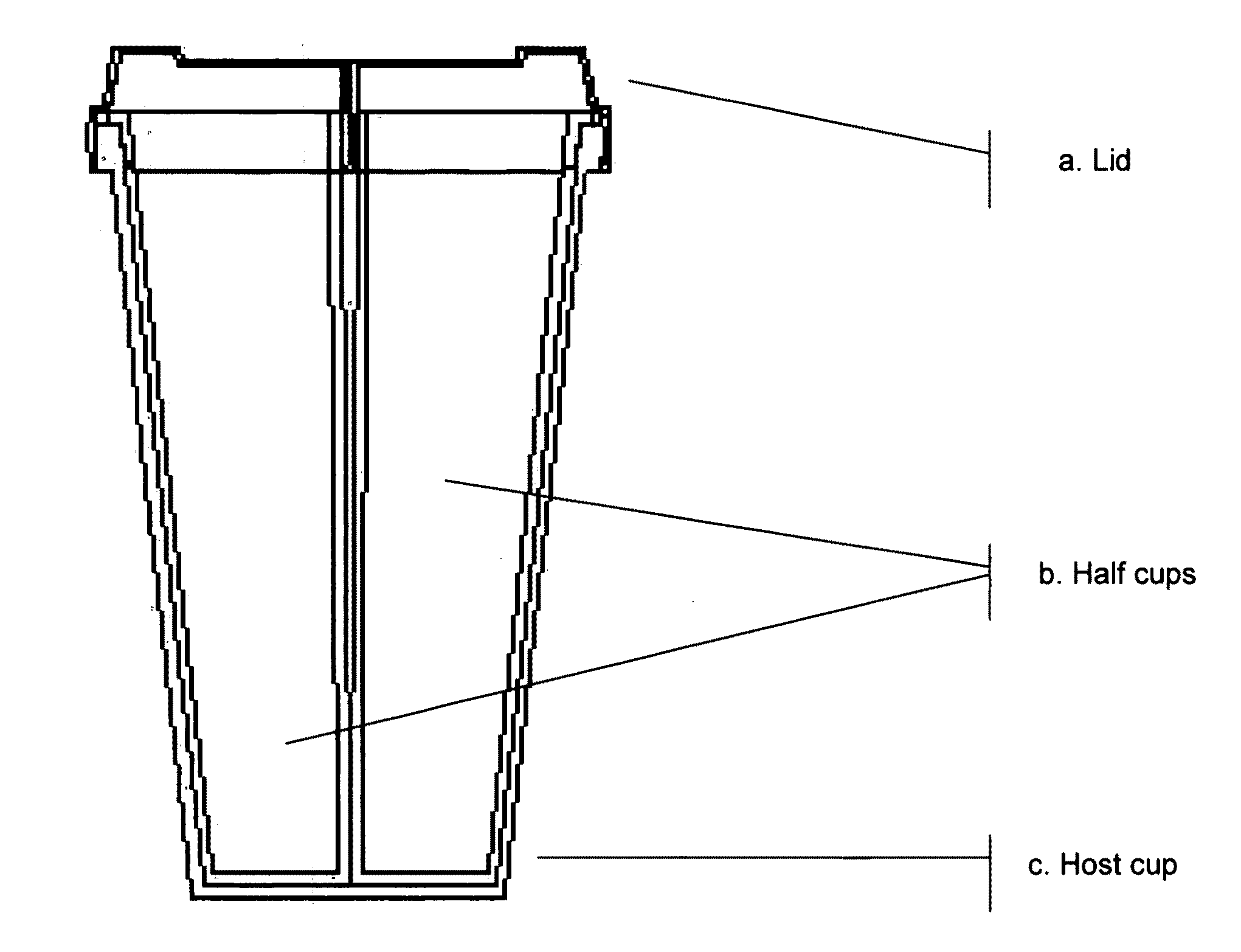 Duo twin-containers drinking disposable cup system