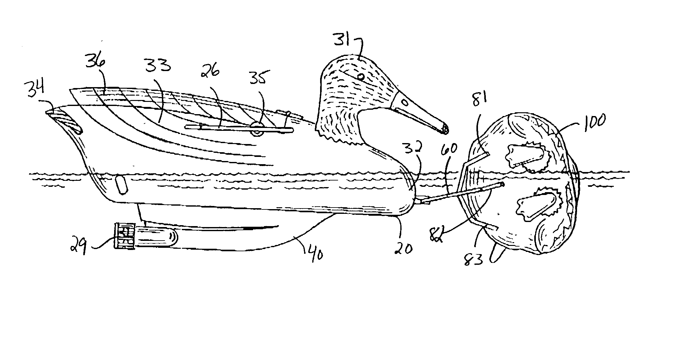 Method and apparatus for retrieving game from a water surface