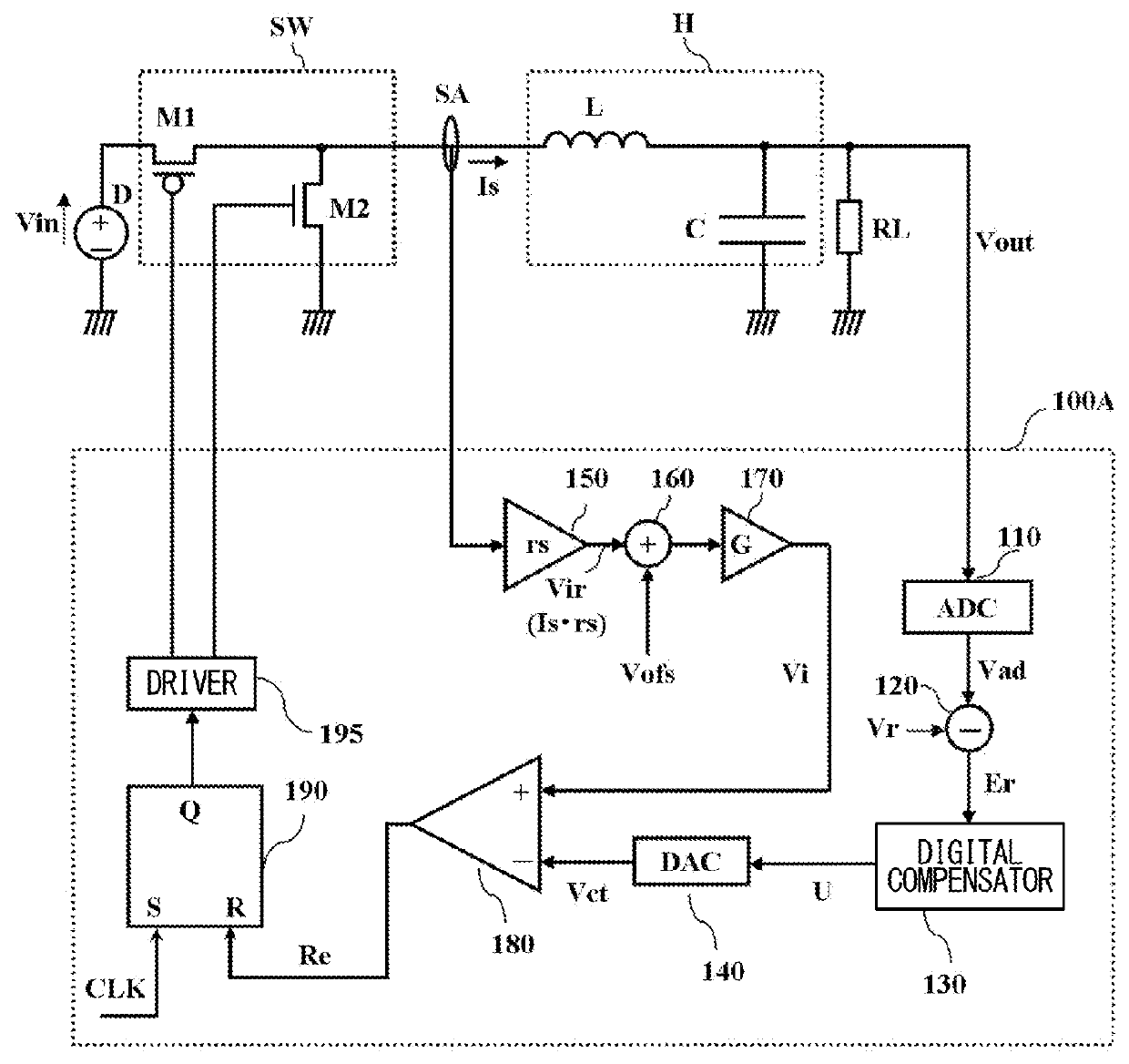 Switching power supply control circuit for current mode switching regulator