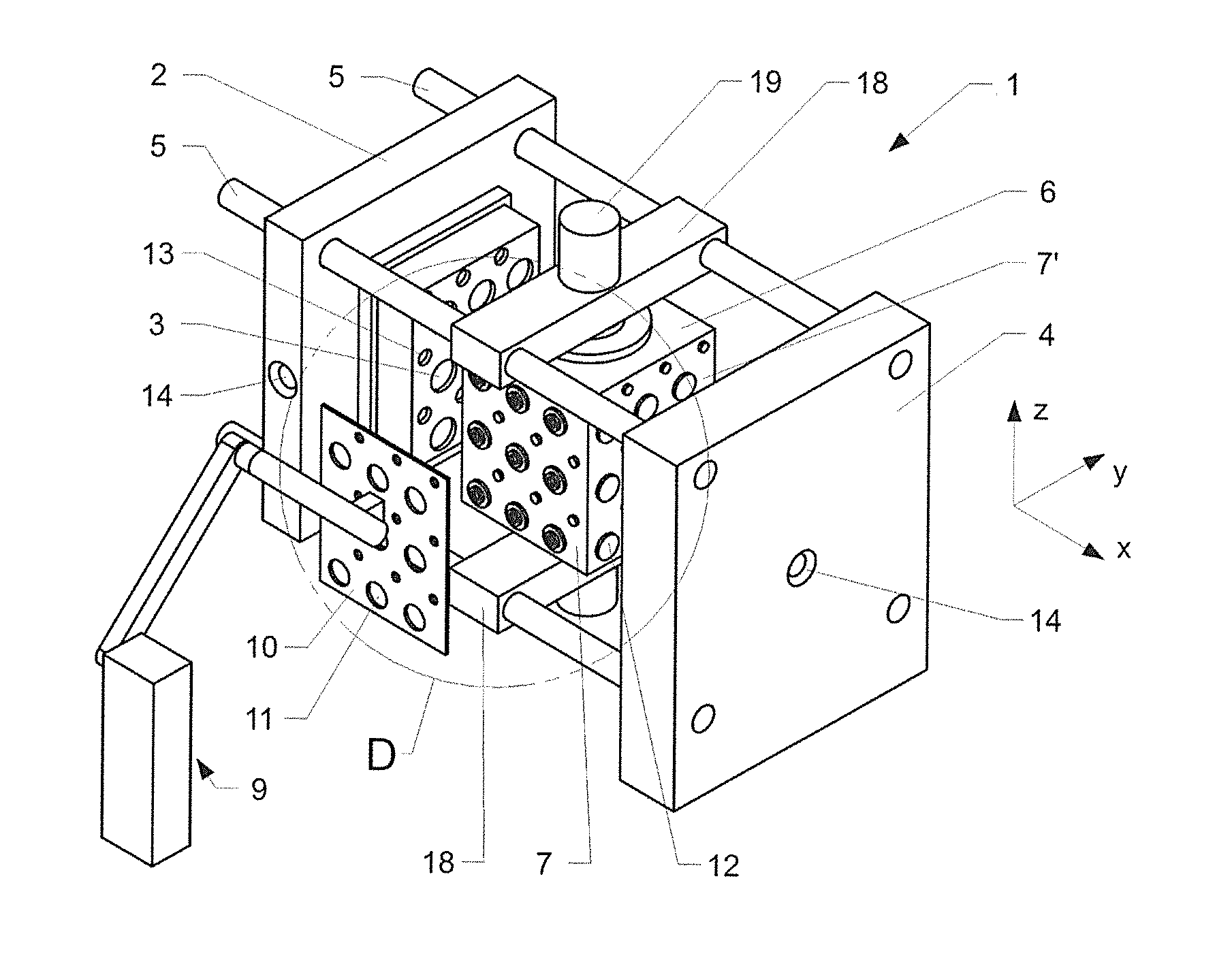 Device and method for producing injection-molded parts which comprise different components