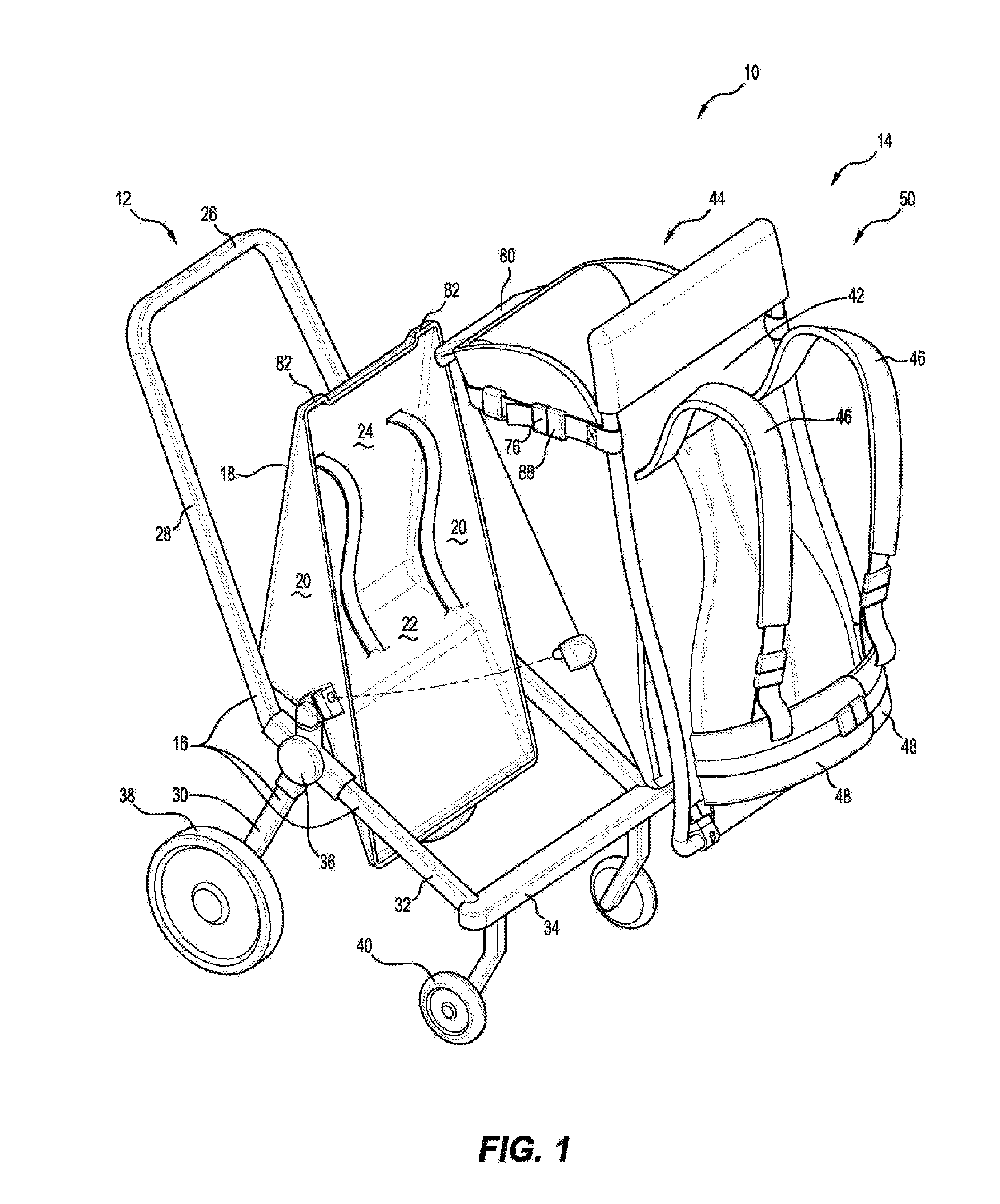 A combination of child carrier and stroller