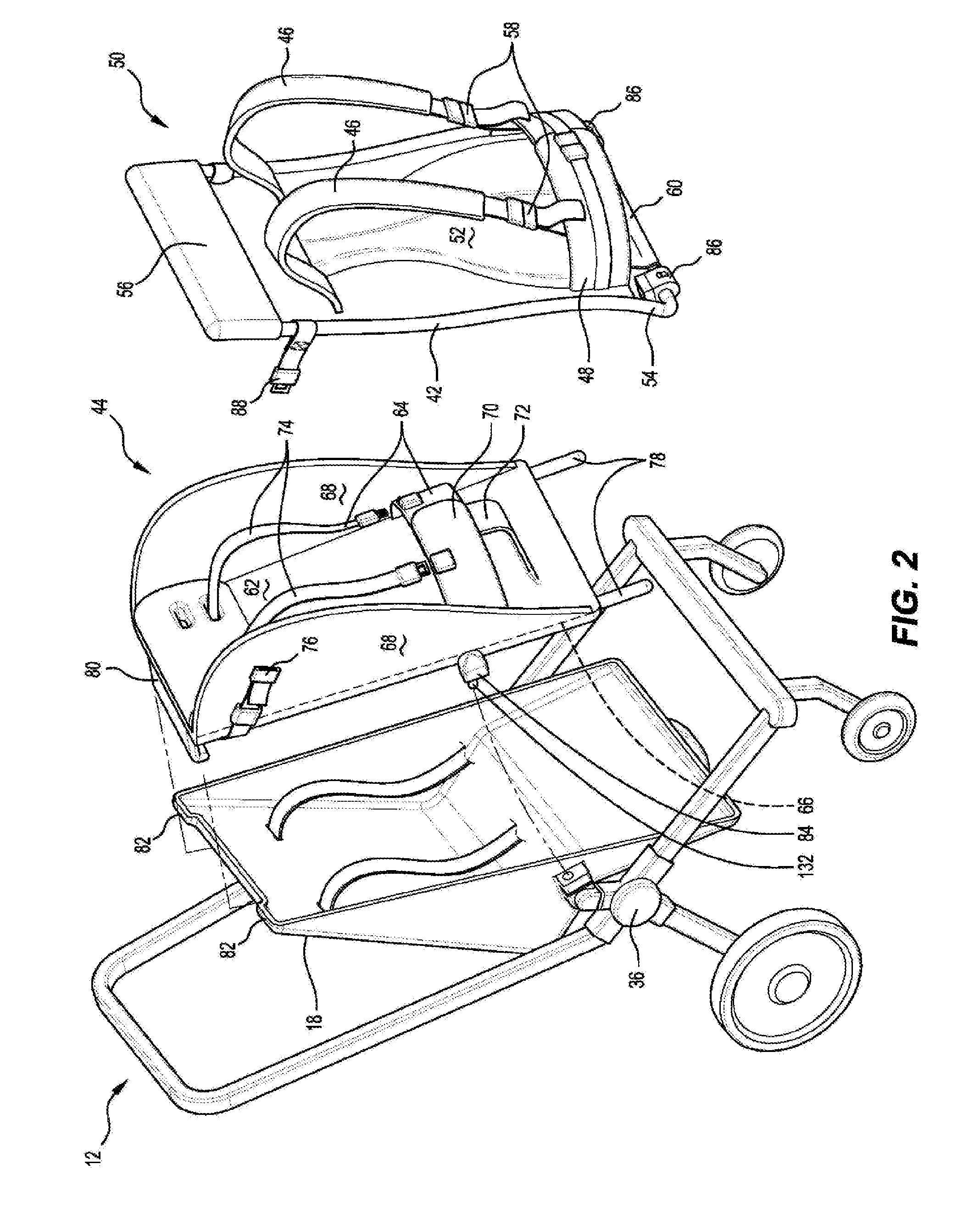 A combination of child carrier and stroller