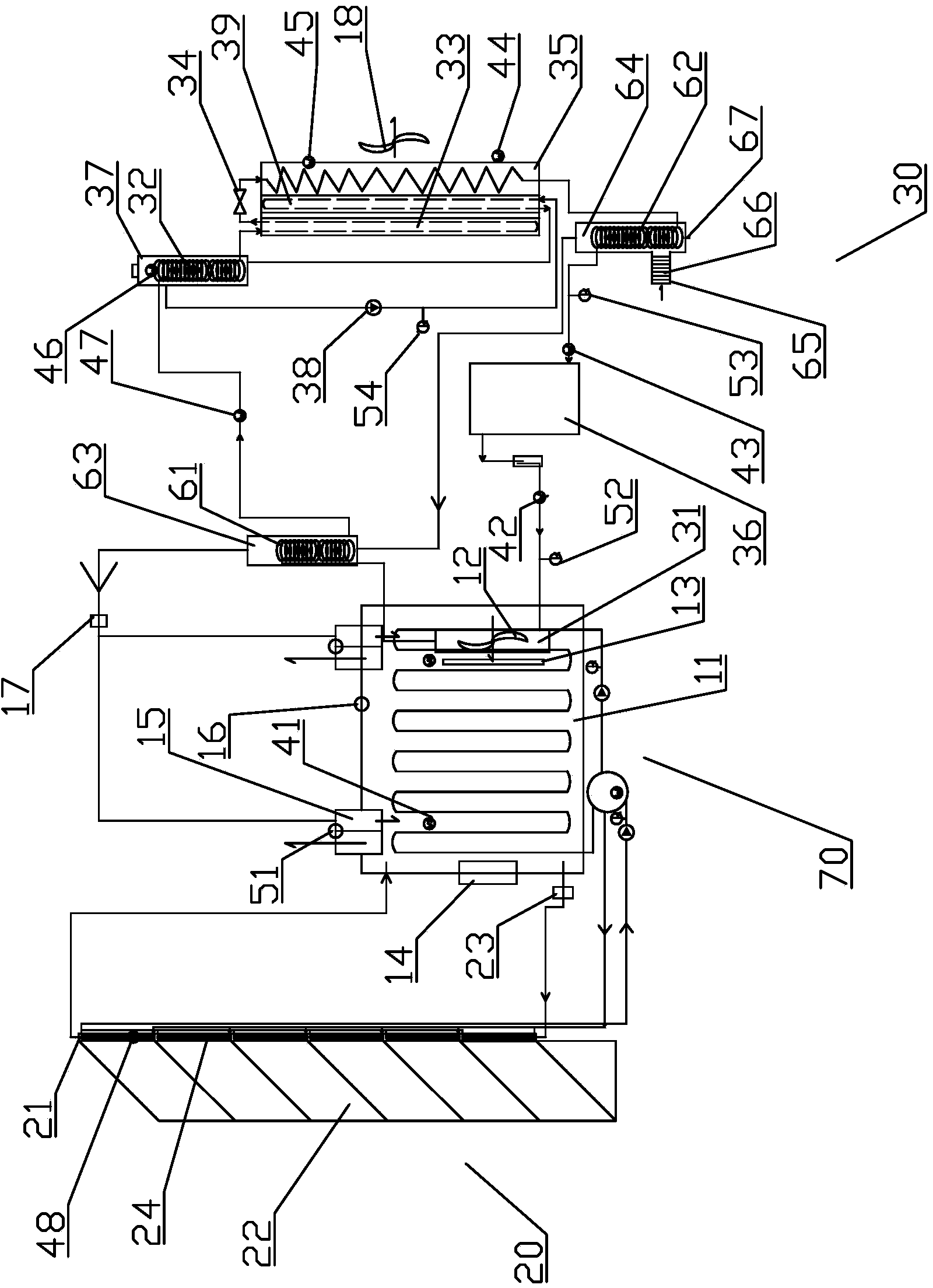 Multi-heat-source drying room system with geothermal pipe and double dehumidification devices