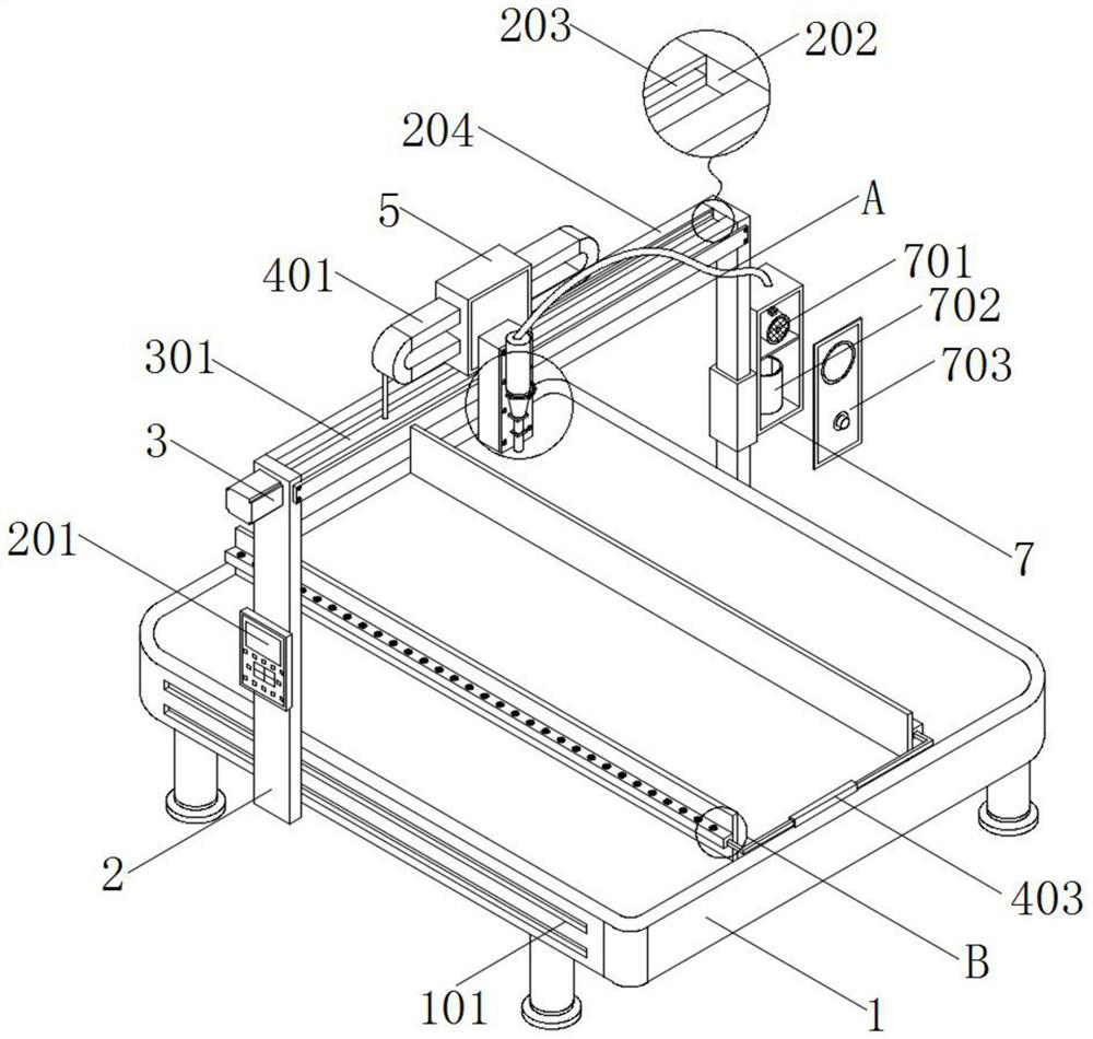 Three-axis linkage gluing machine with anti-blocking structure