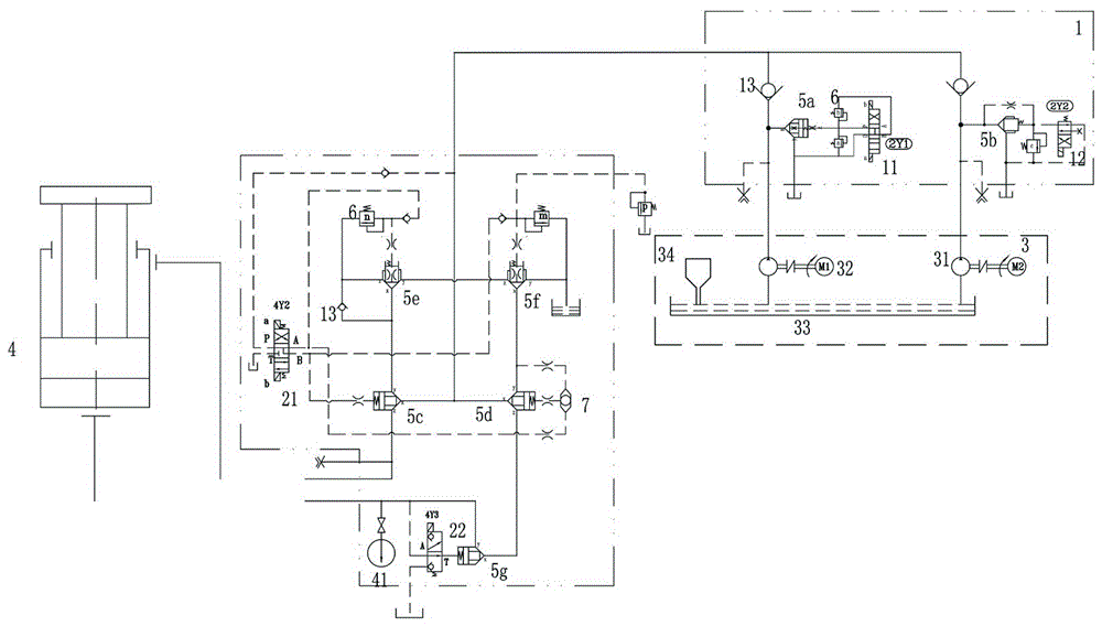 Jacking cylinder control hydraulic system