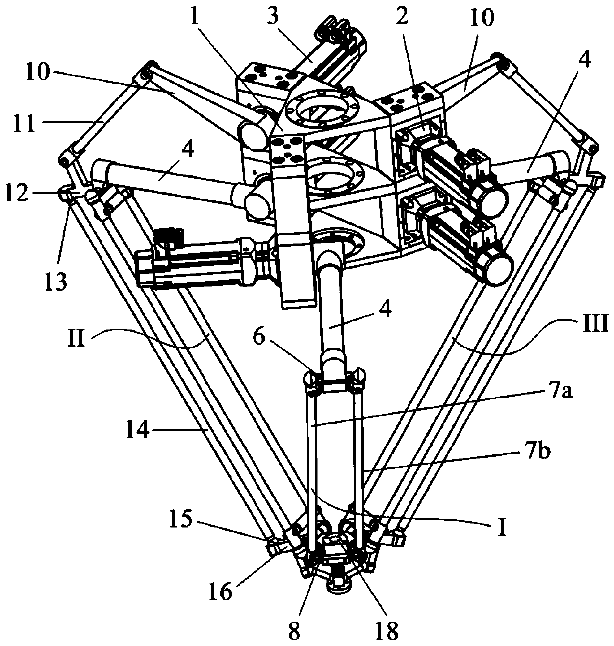 Five-degree-of-freedom parallel mechanism containing double-drive composite branched chains