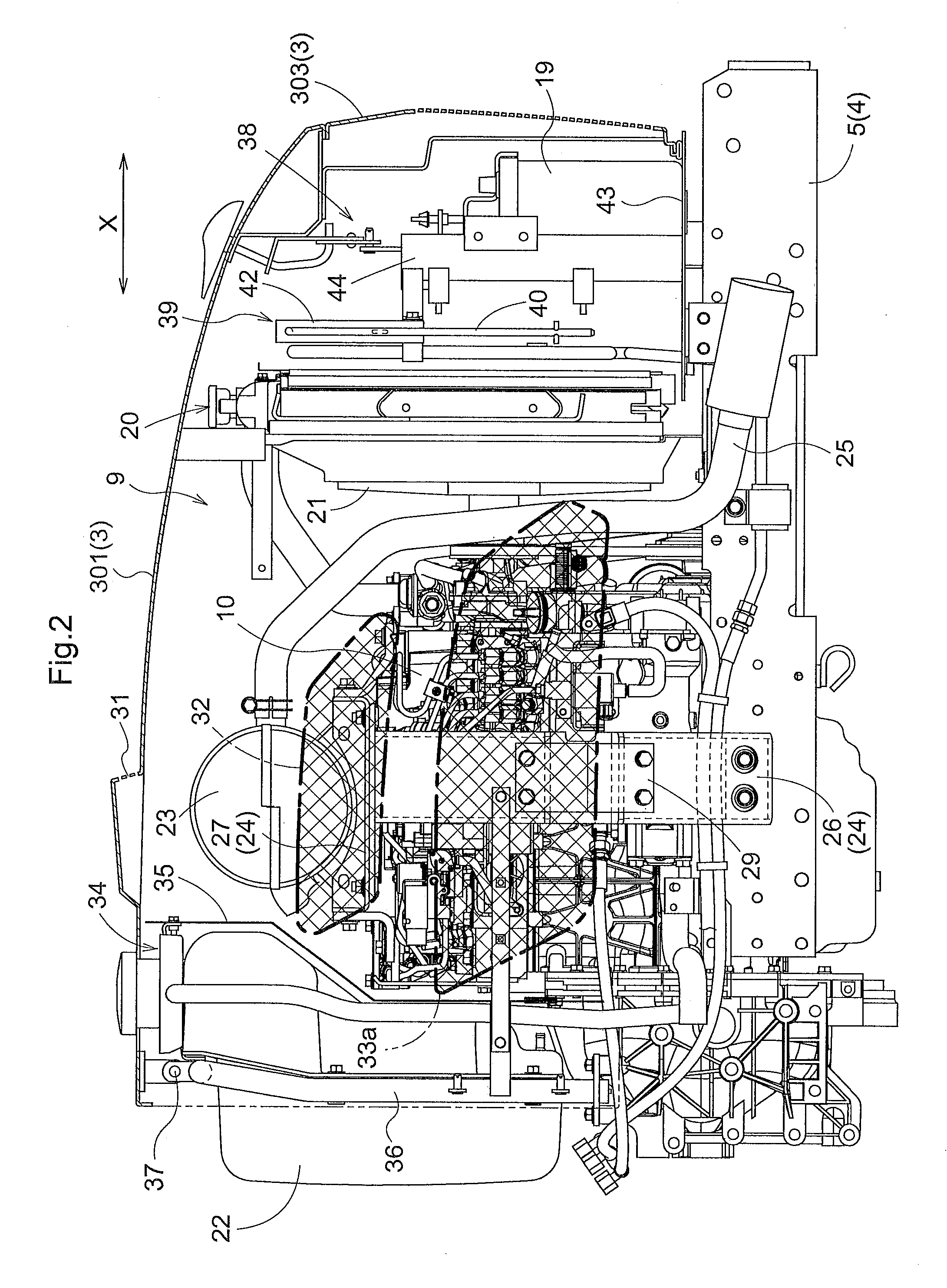 Work Vehicle Having an Exhaust Treatment Apparatus in an Engine Room