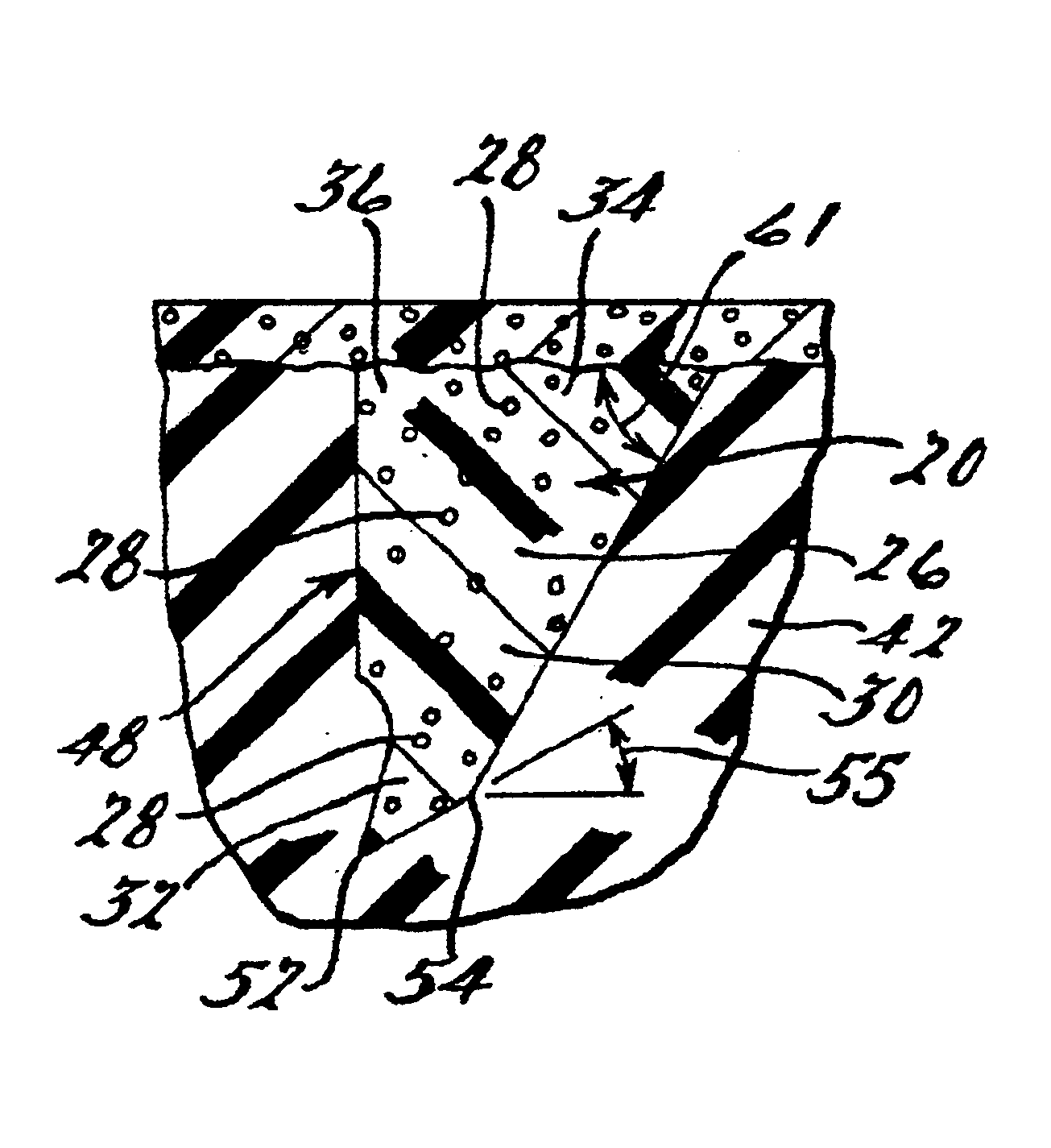 Pyramidal molded tooth structure