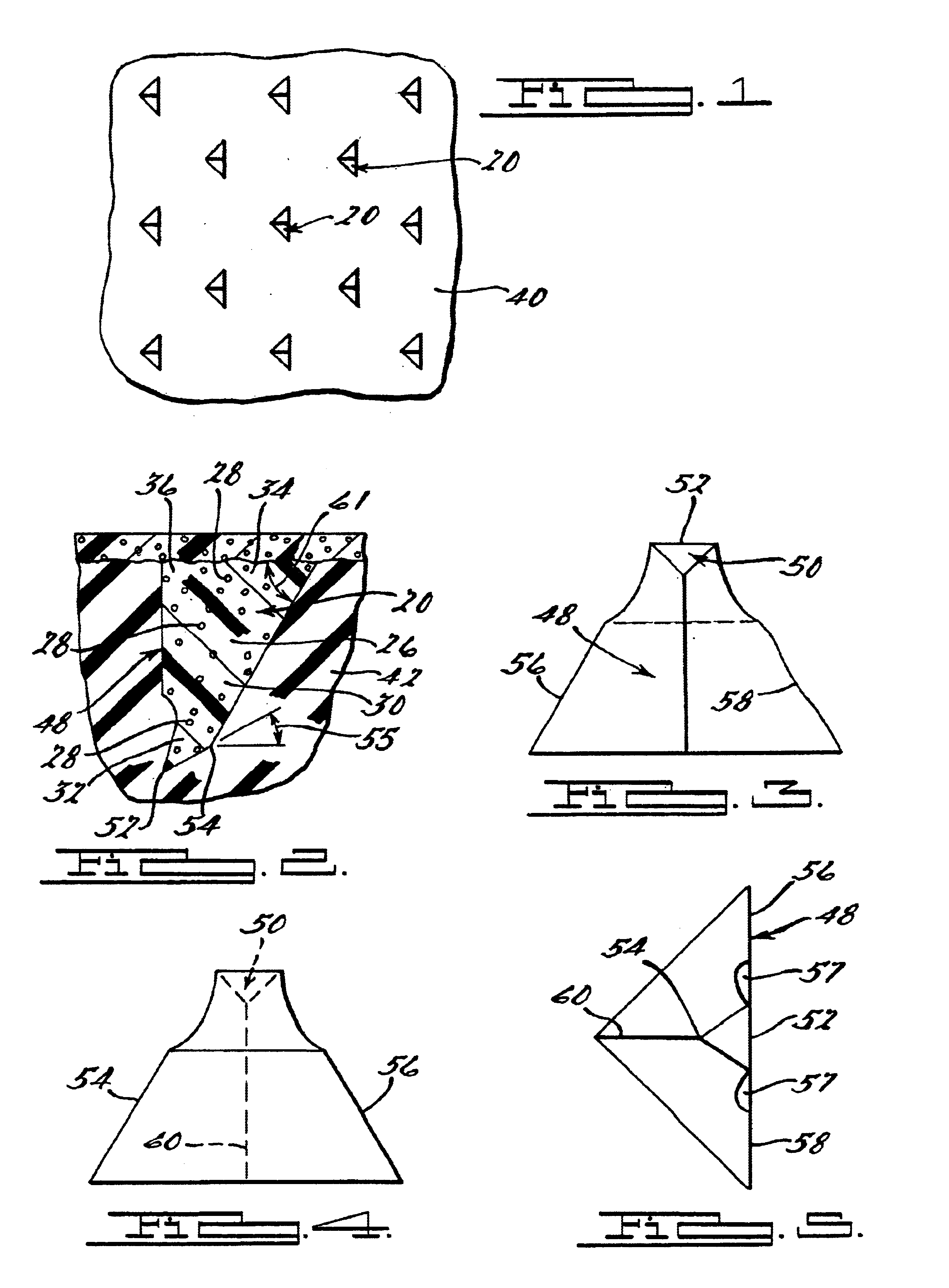 Pyramidal molded tooth structure