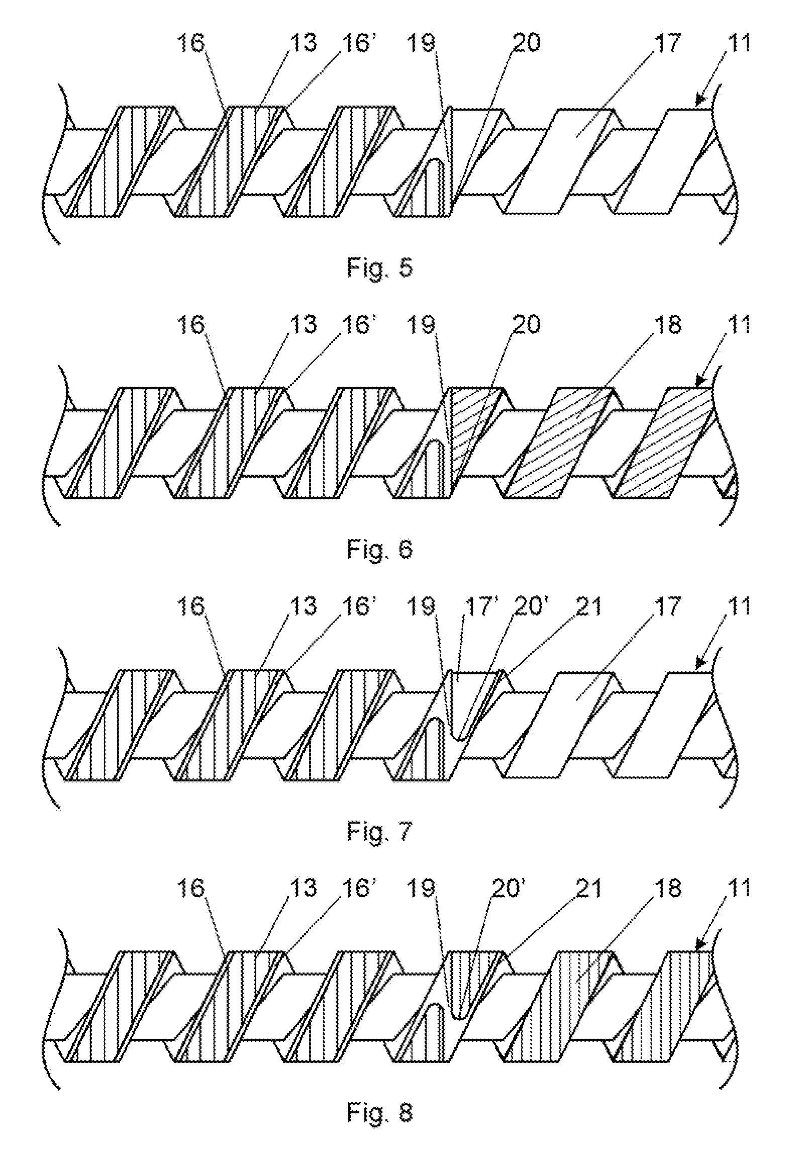 Process for production of a screw for an extruder, and screw