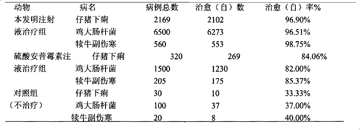 Injection for treating livestock bacterial dysentery and preparing method thereof