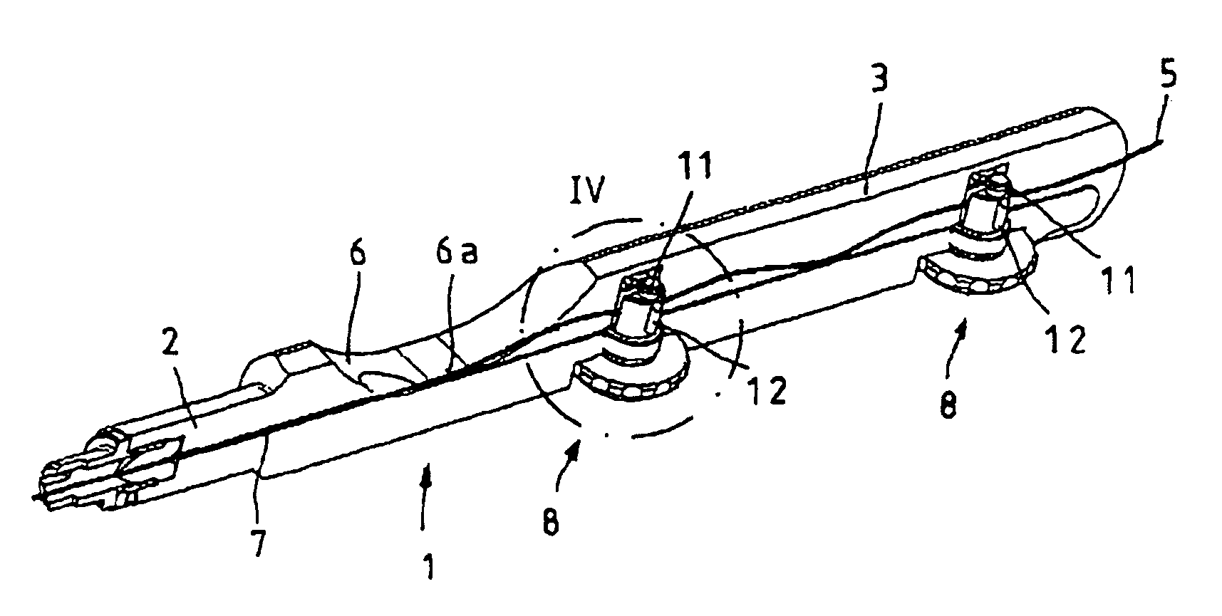 Device for guiding surgical sewing material to a needle