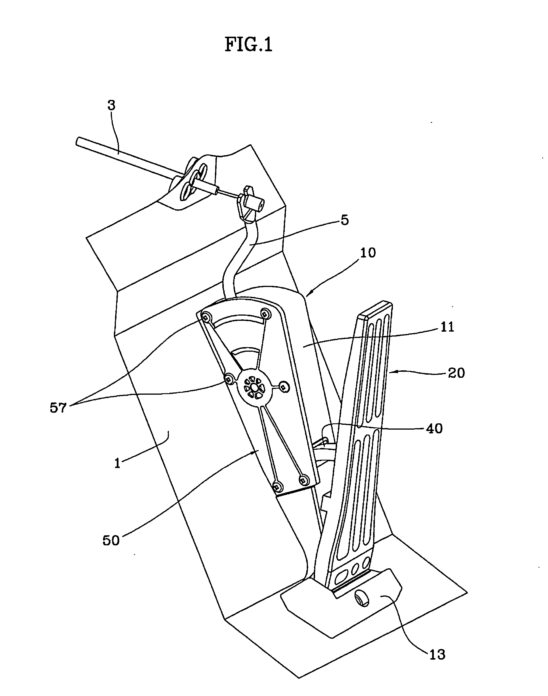 Mechanical organ type accelarator pedal