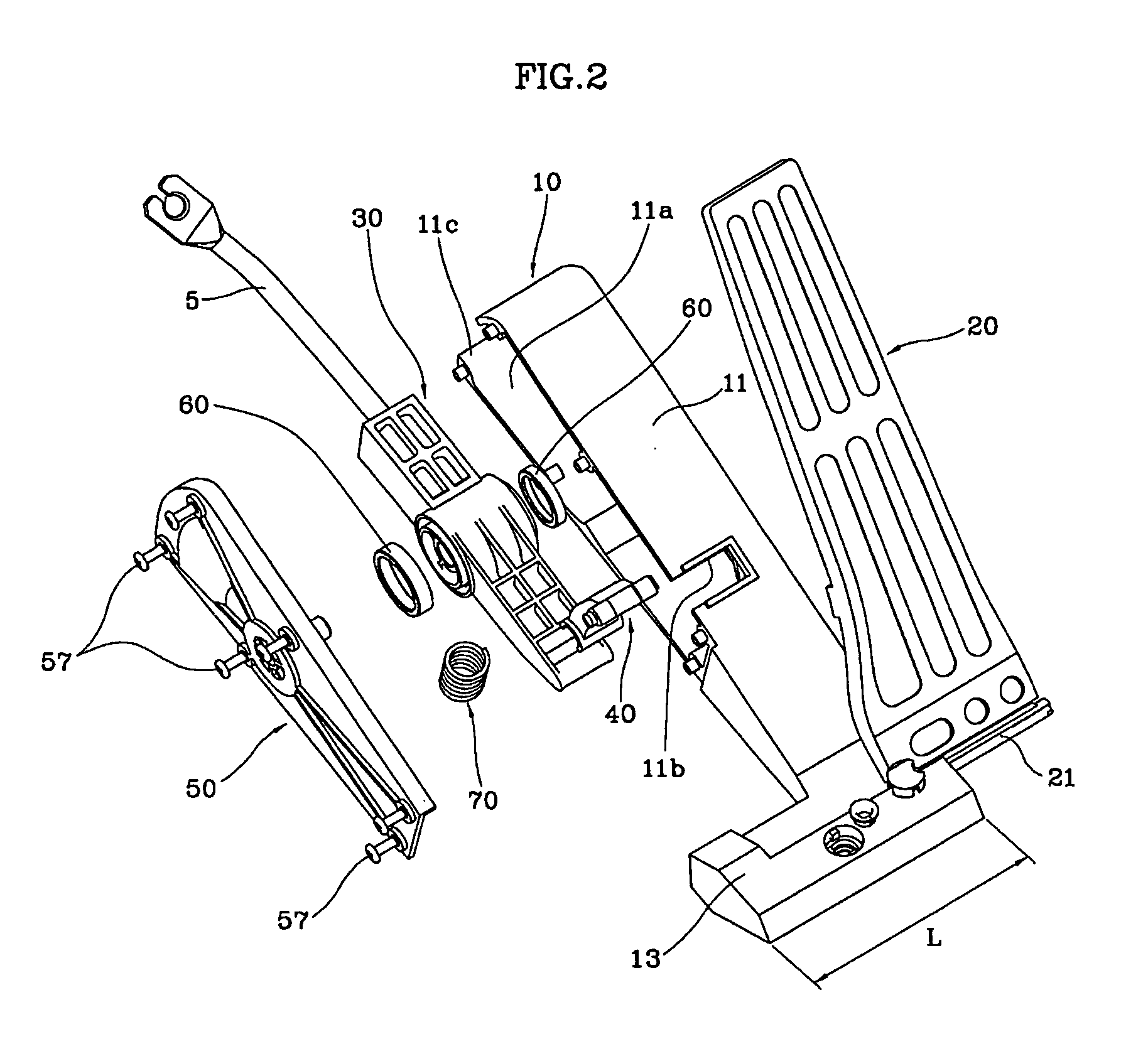 Mechanical organ type accelarator pedal