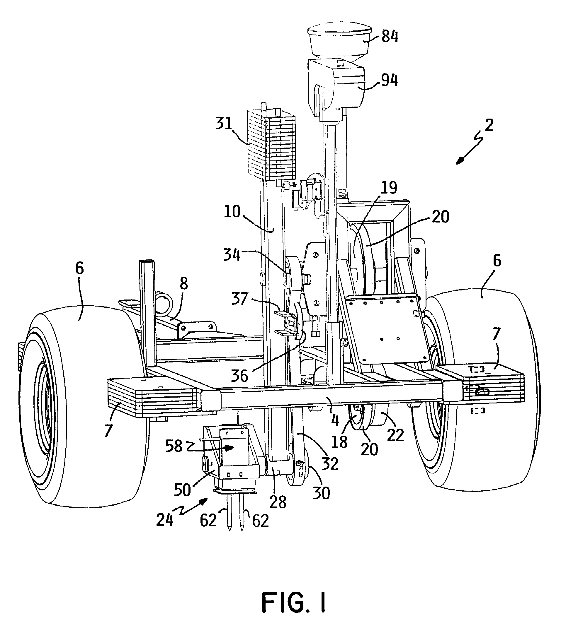 Mobile turf instrument apparatus having droppable hammer type accelerometer carried on rotating arm