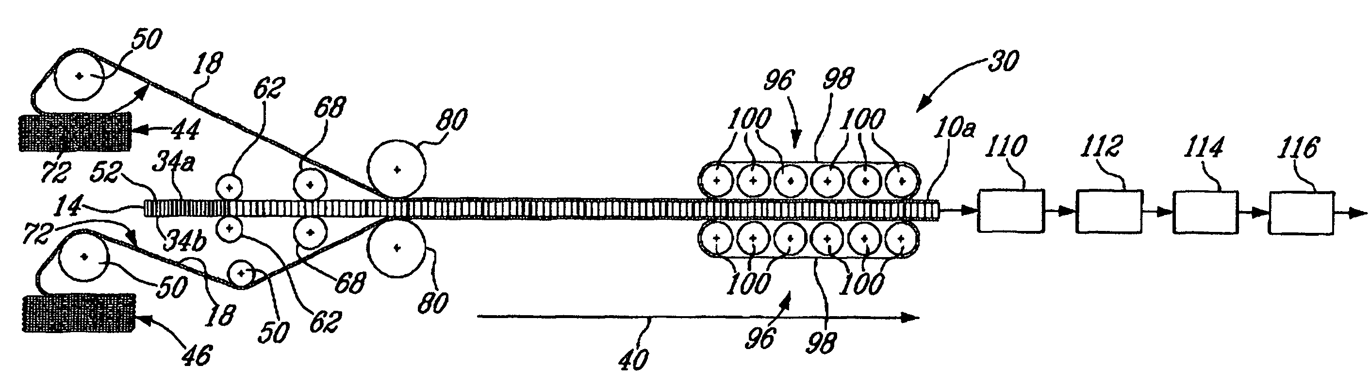 Process and apparatus for manufacturing a honeycomb composite material