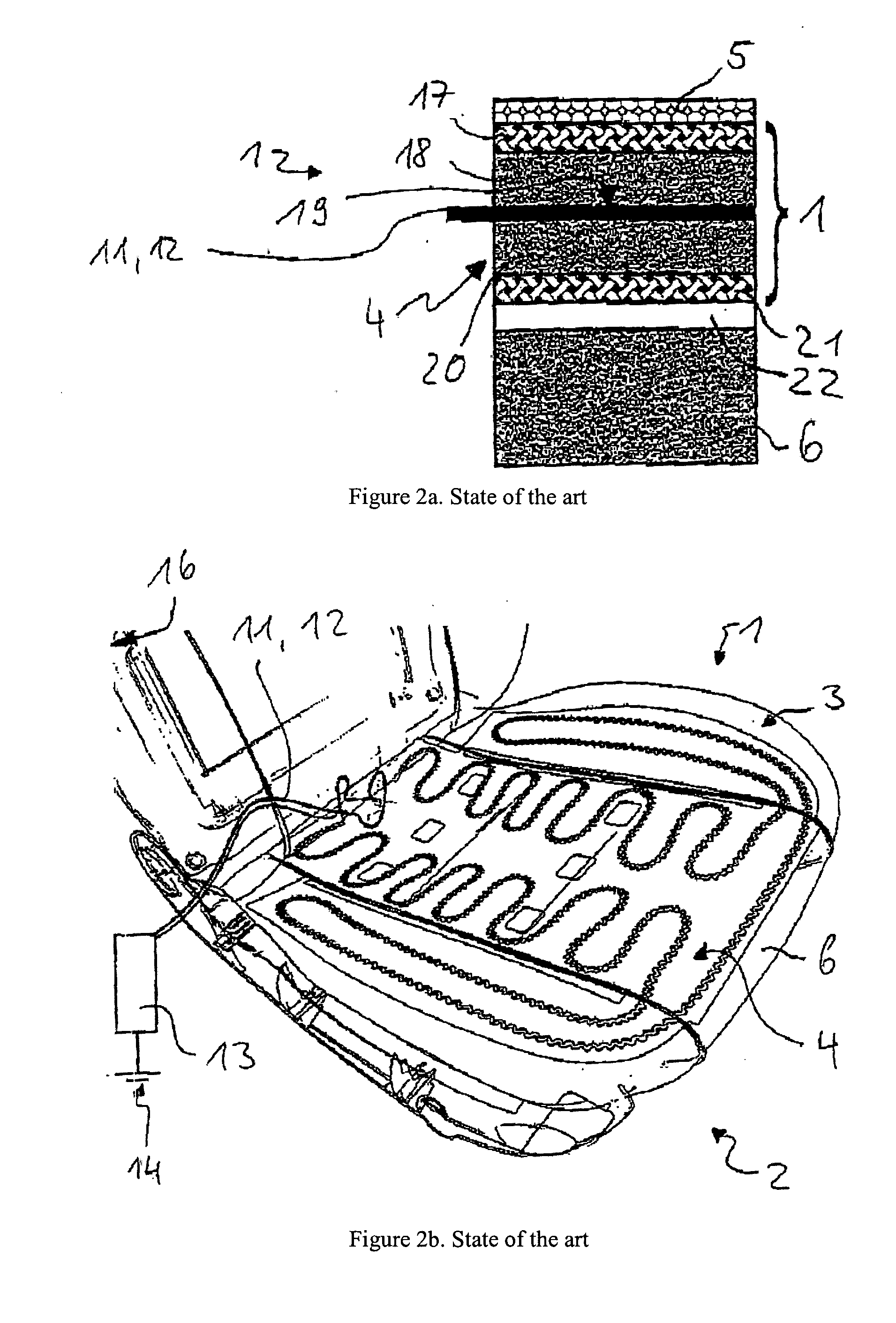 Surface heating, method for its production, and heatable object, and seat occupancy recognition, seat with it, and seat occupancy recognition method