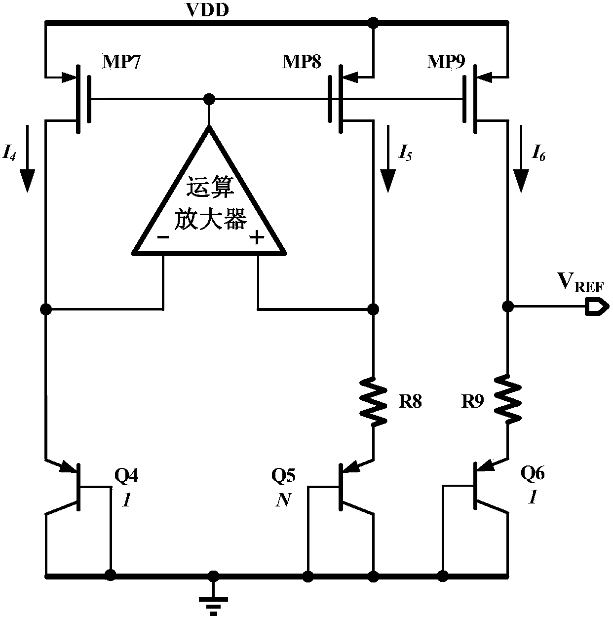 Current mode bandgap reference voltage source with subthreshold current compensation function