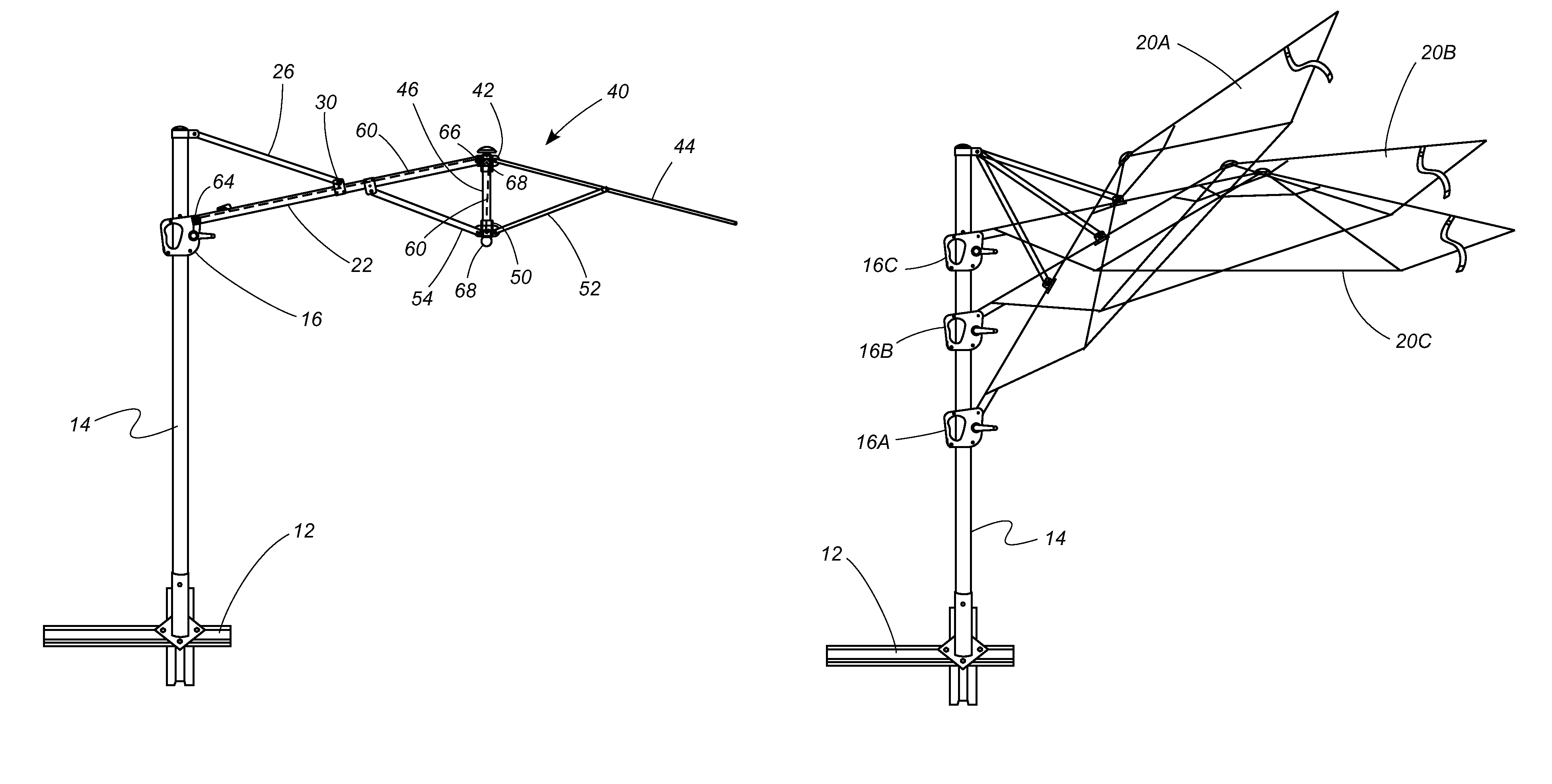 Adjustable offset umbrella