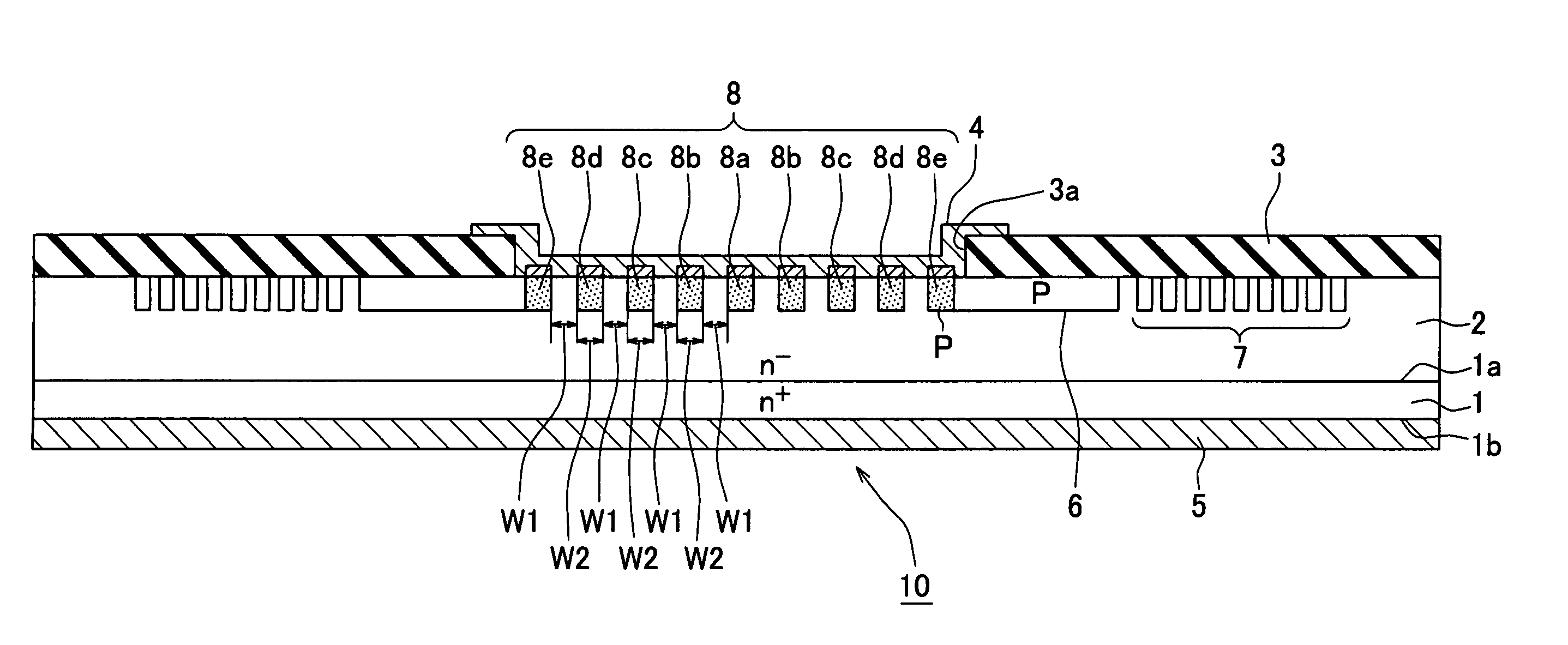 SIC semiconductor having junction barrier Schottky diode