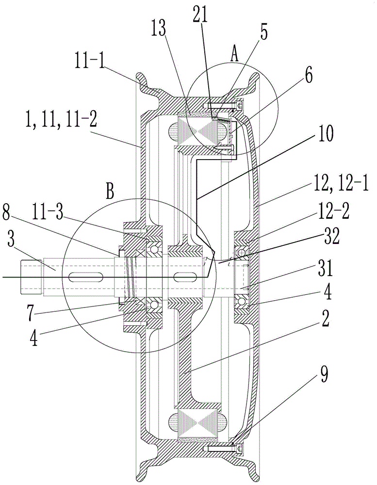 Single-output-shaft hub-type DC brushless motor