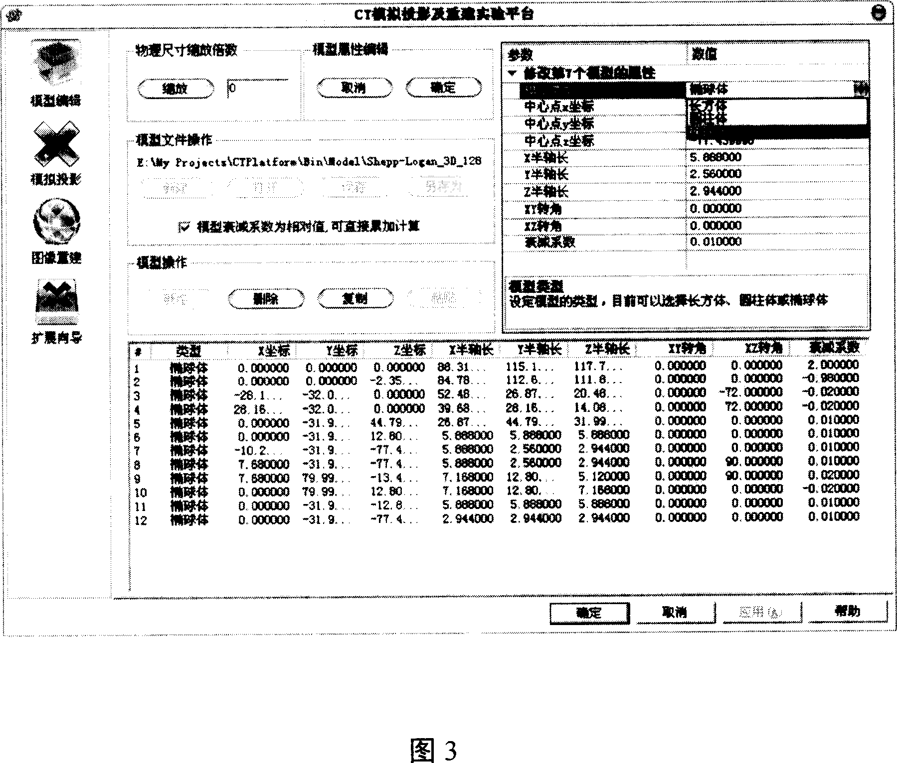 3D analysis and analog method for CT projection data