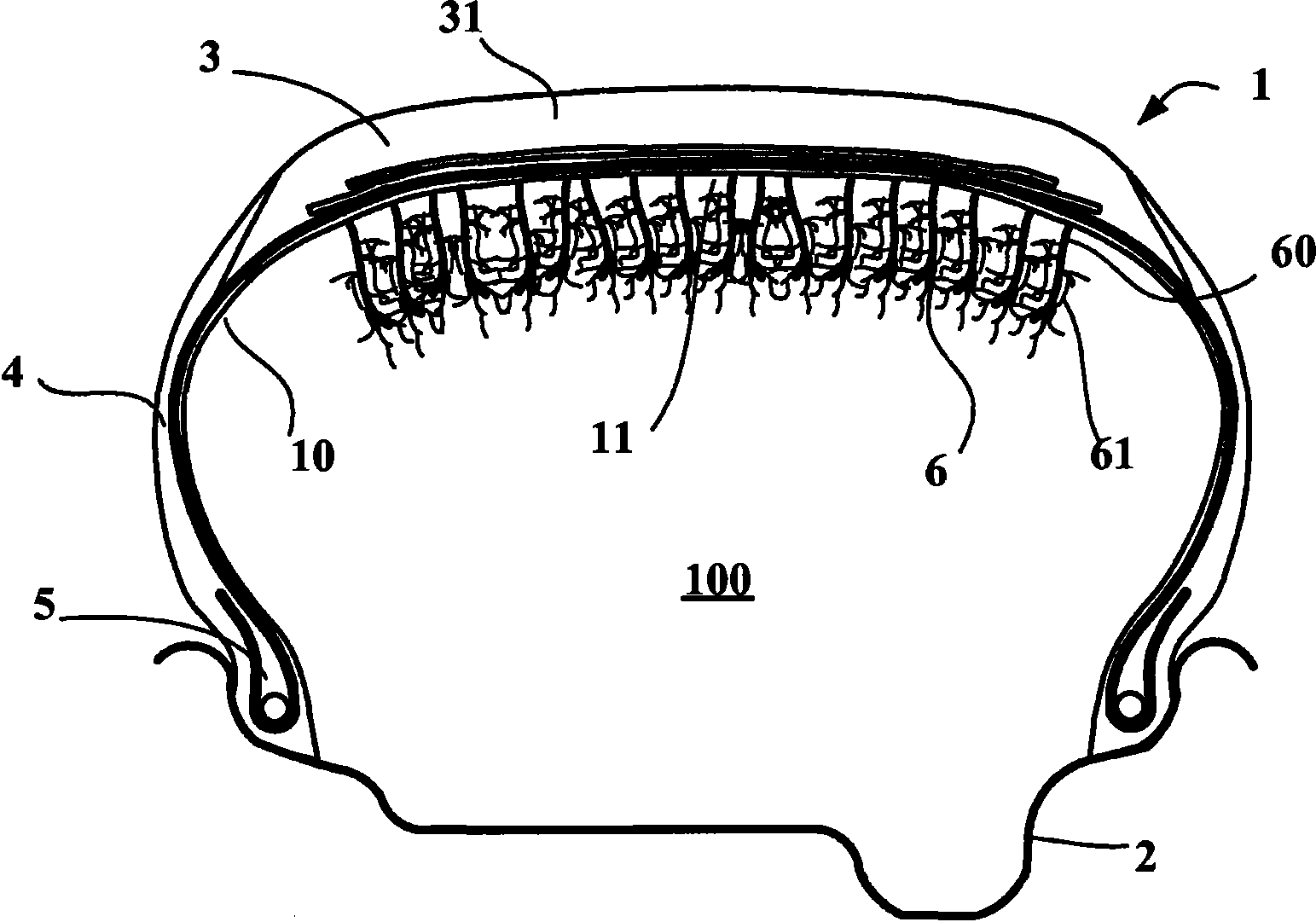 Device inside a tyre for reducing rolling noise.