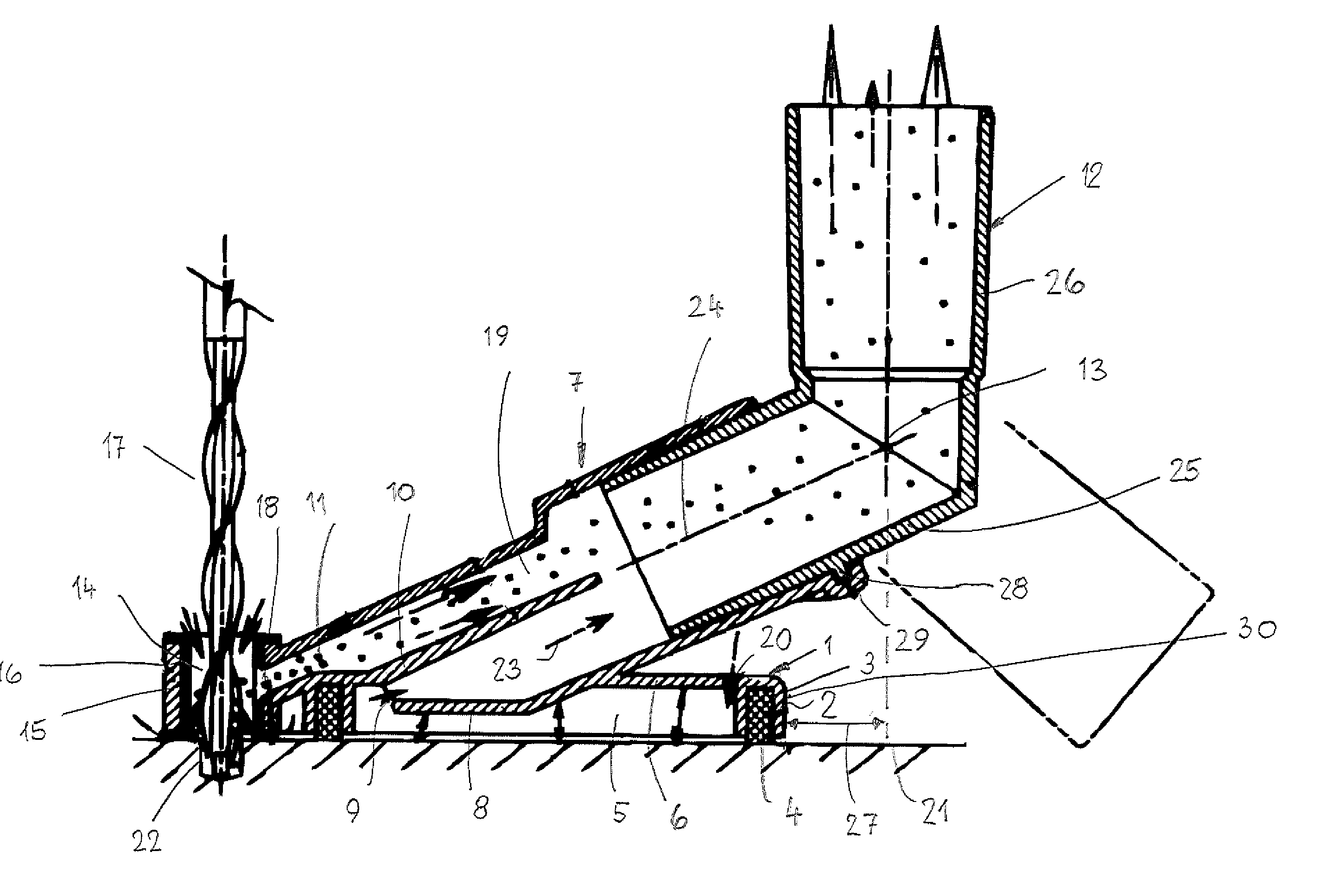 Device for removing by suction drill dust when drilling holes into walls