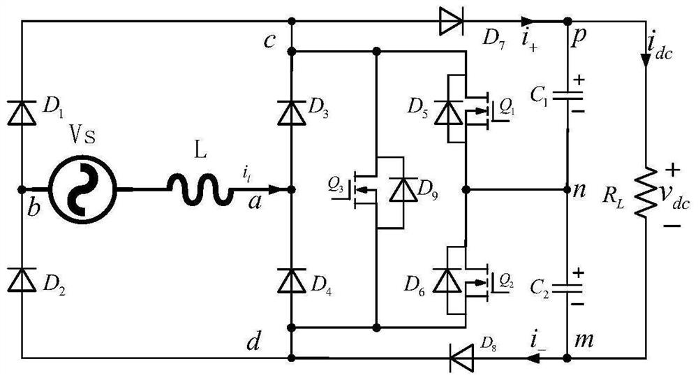 Single-phase five-level power factor correction circuit based on hybrid h-bridge