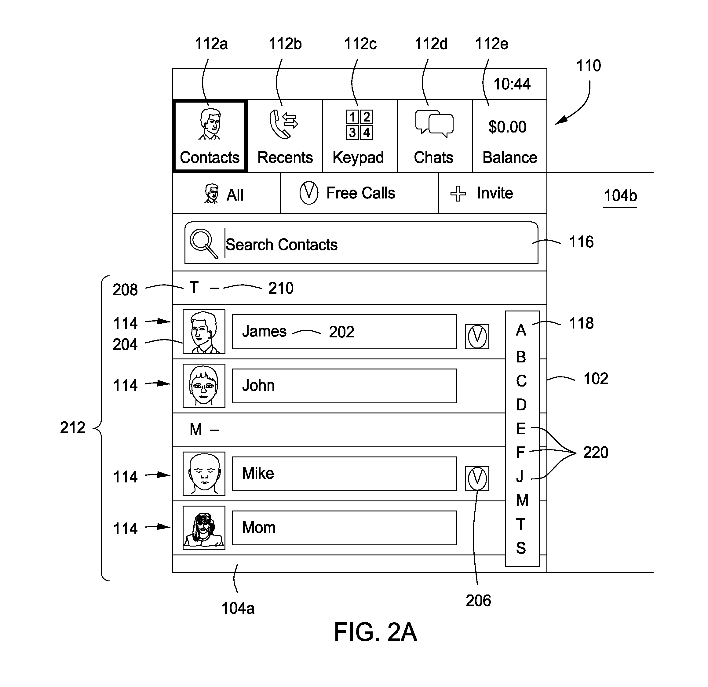 Method and apparatus for rapid access to a contact in a contact list