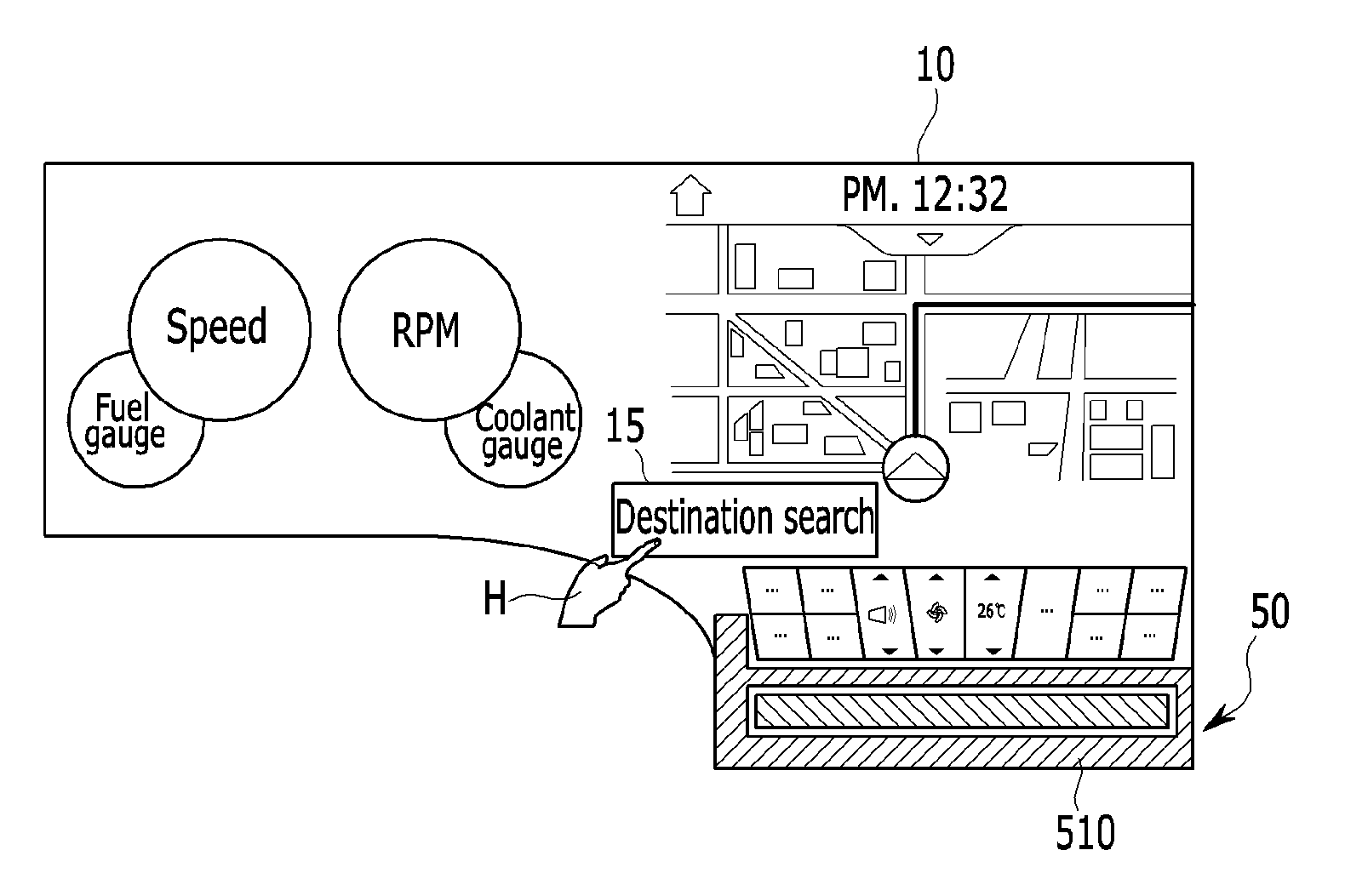 Curved display apparatus and method for vehicle