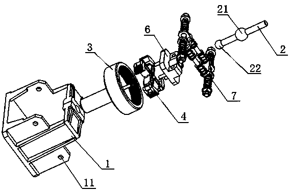 A mechanism that converts two-dimensional random movement into rotation